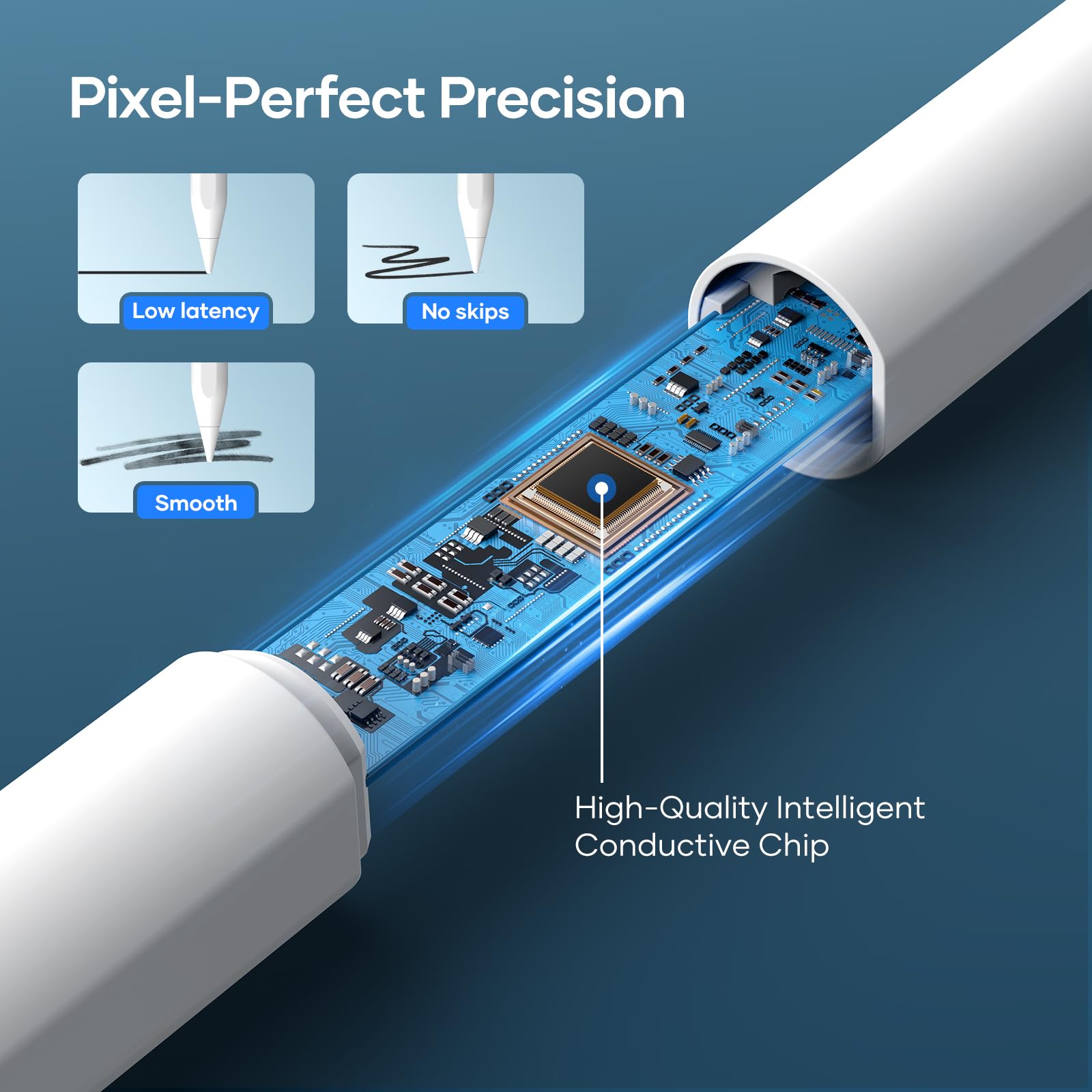 Stylus Pen for iPad 9th&10th Generation, 5 Mins Ultra Fast Charging Active Pencil Compatible with 2018-2023 Apple iPad Air 3/4/5, iPad 6/7/8/9/10, iPad Mini 5/6, iPad Pro 11"/12.9", White