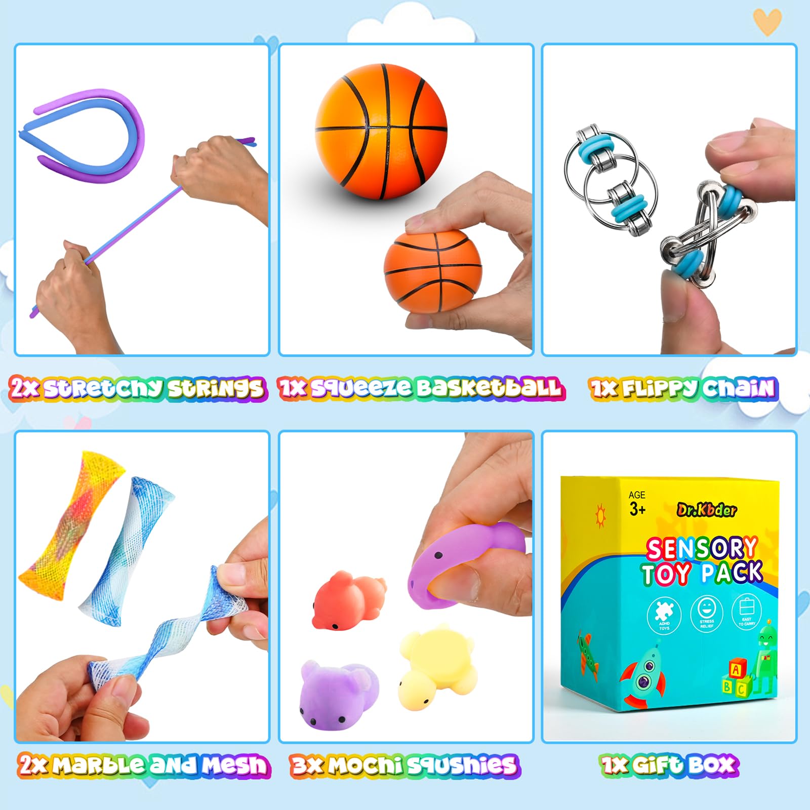15Pack Fidget Toys Bulk for Kids Adult, Easter Basket Stuffers Gifts Sensory Autism ADHD Autistic Figette Classroom Treasure Prize Box School Must Have Stress Anxiety for Age 5-7 8-12 Valentines Day