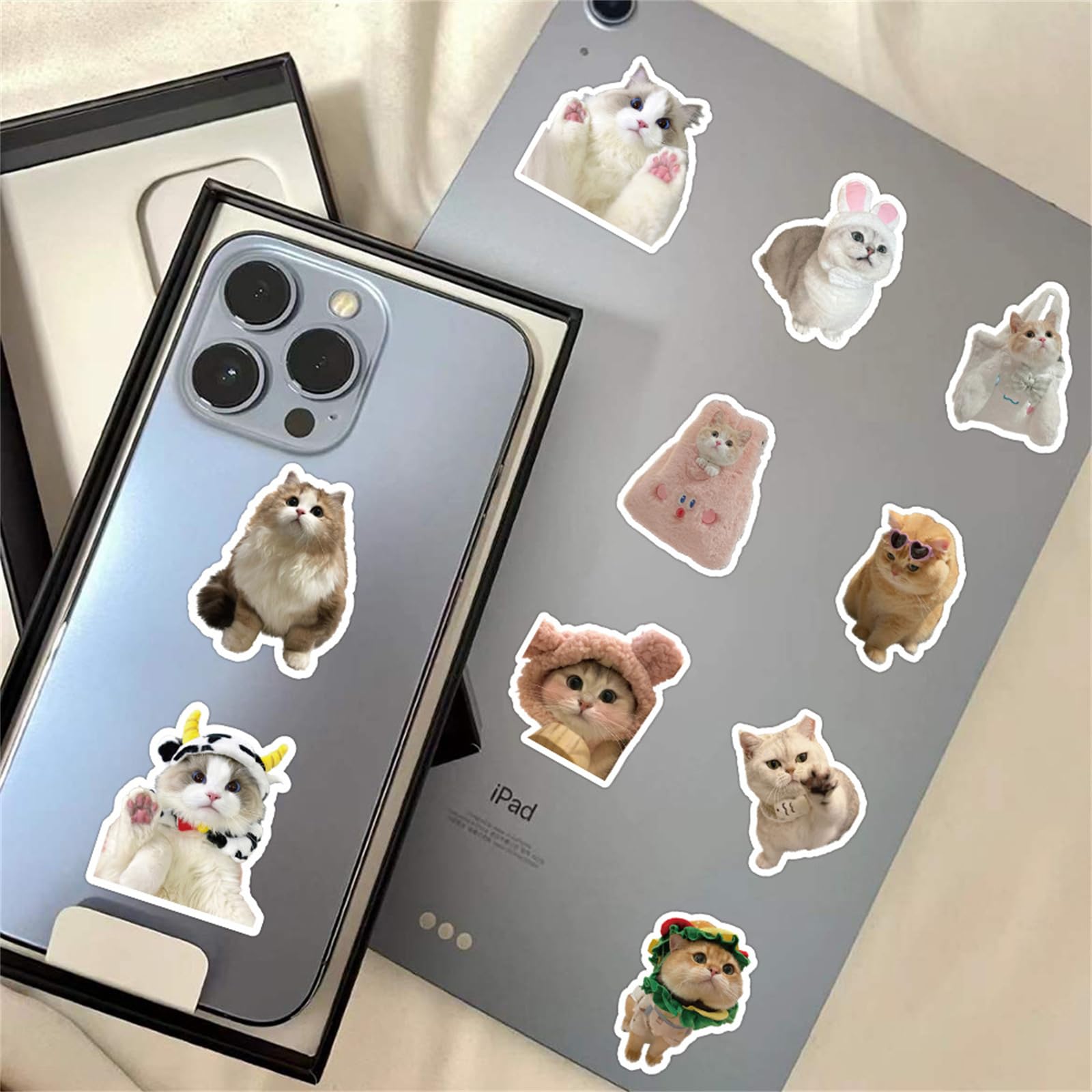 56 PCS Cute Cat Stickers for Kids, Funny Stuff Water Bottle Stickers for Laptop Vinyl Classroom Prize, Cute Things Birthday Gifts Cute Stuff for Boys Girls Adults Teens (Cat)