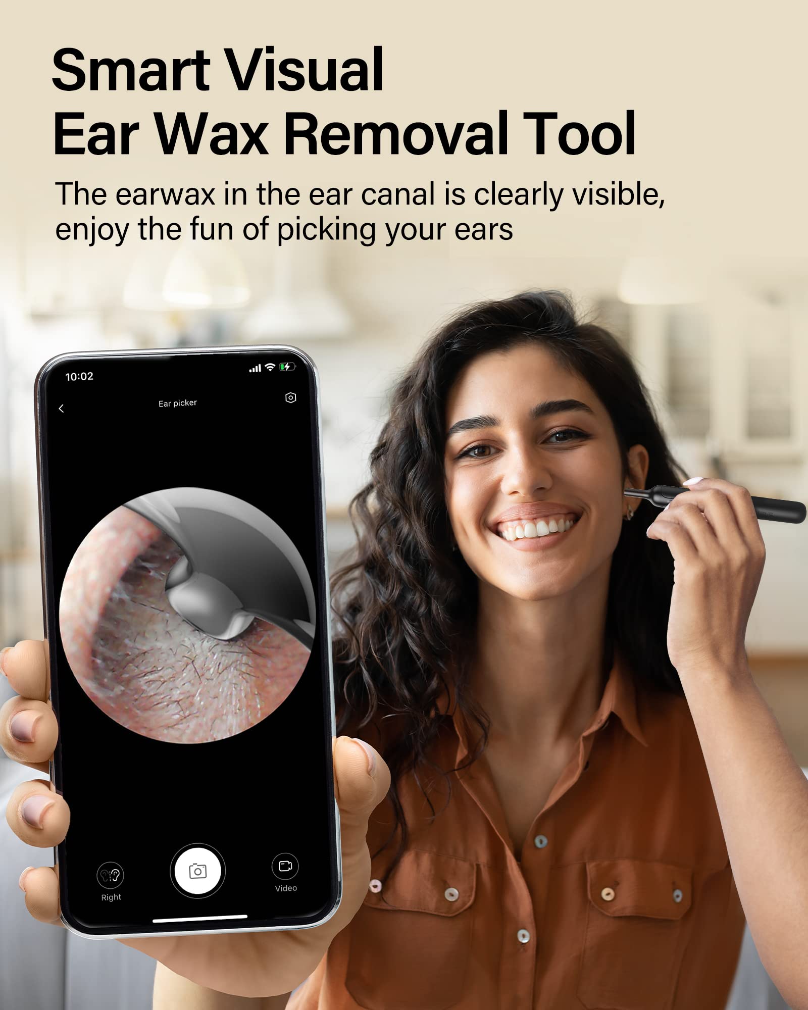 Ear Wax Removal,Bebird Ear Camera,Ear Wax Removal Tool,Earwax Removal Kit with 6LED Light,Ear Cleaner with Camera and Light Built-in WiFi with Soft Silicone Ear Scoops,Ear Wax Camera for iOS & Android