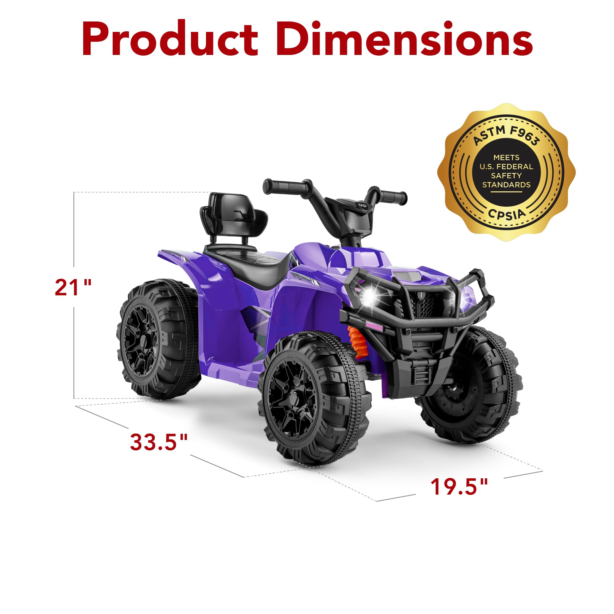 Best Choice Products 12V Kids Ride-On Electric ATV, 4-Wheeler Quad Car Toy w/Bluetooth Audio, 2.4mph Max Speed, Treaded Tires, LED Headlights, Radio - Purple