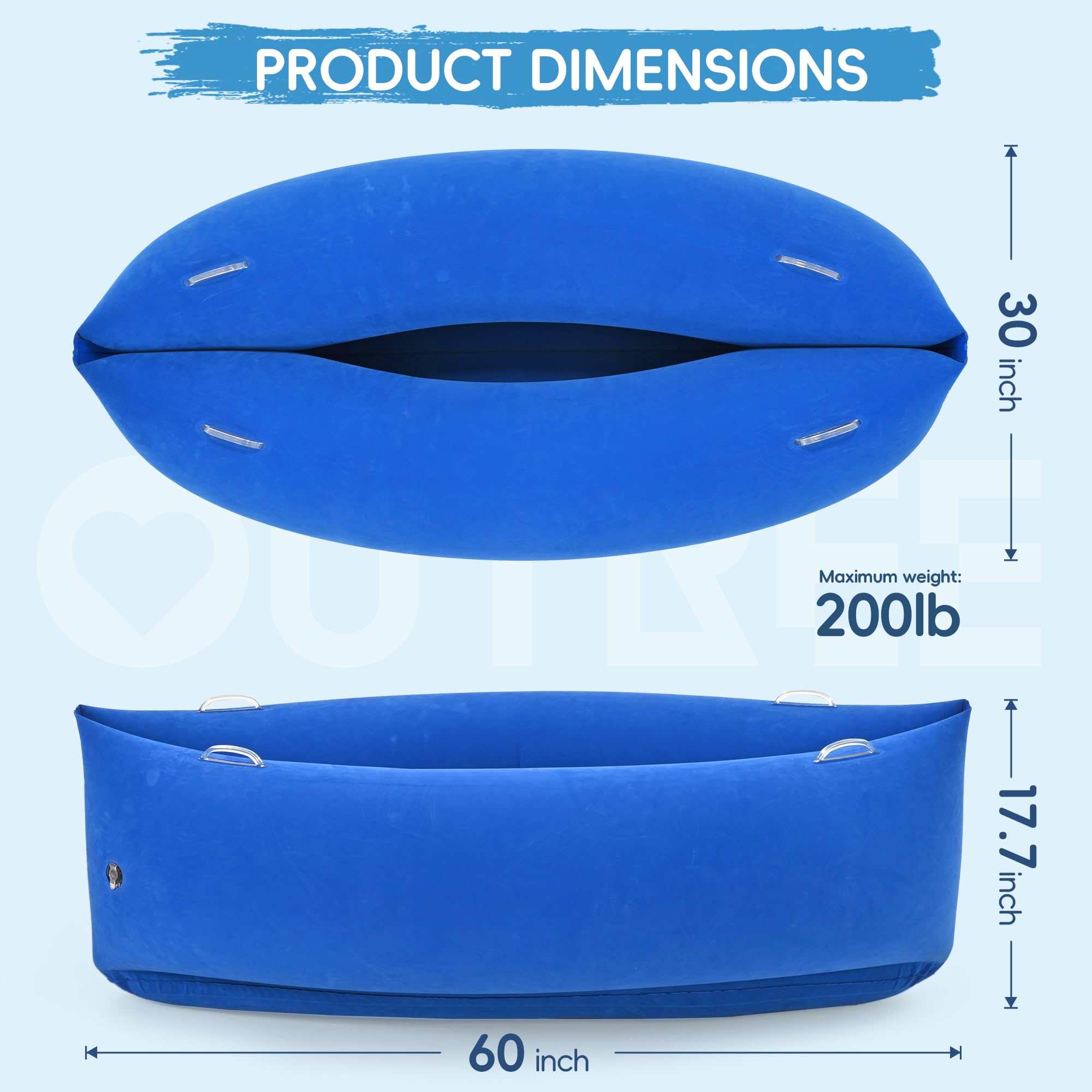 OUTREE Upgraded Sensory Chair for Kids — 60" Sensory Pod Inflatable Peapod for Children, Includes Electric Air Pump,Sensory Toys Giftfor Kids with Autism,Blue