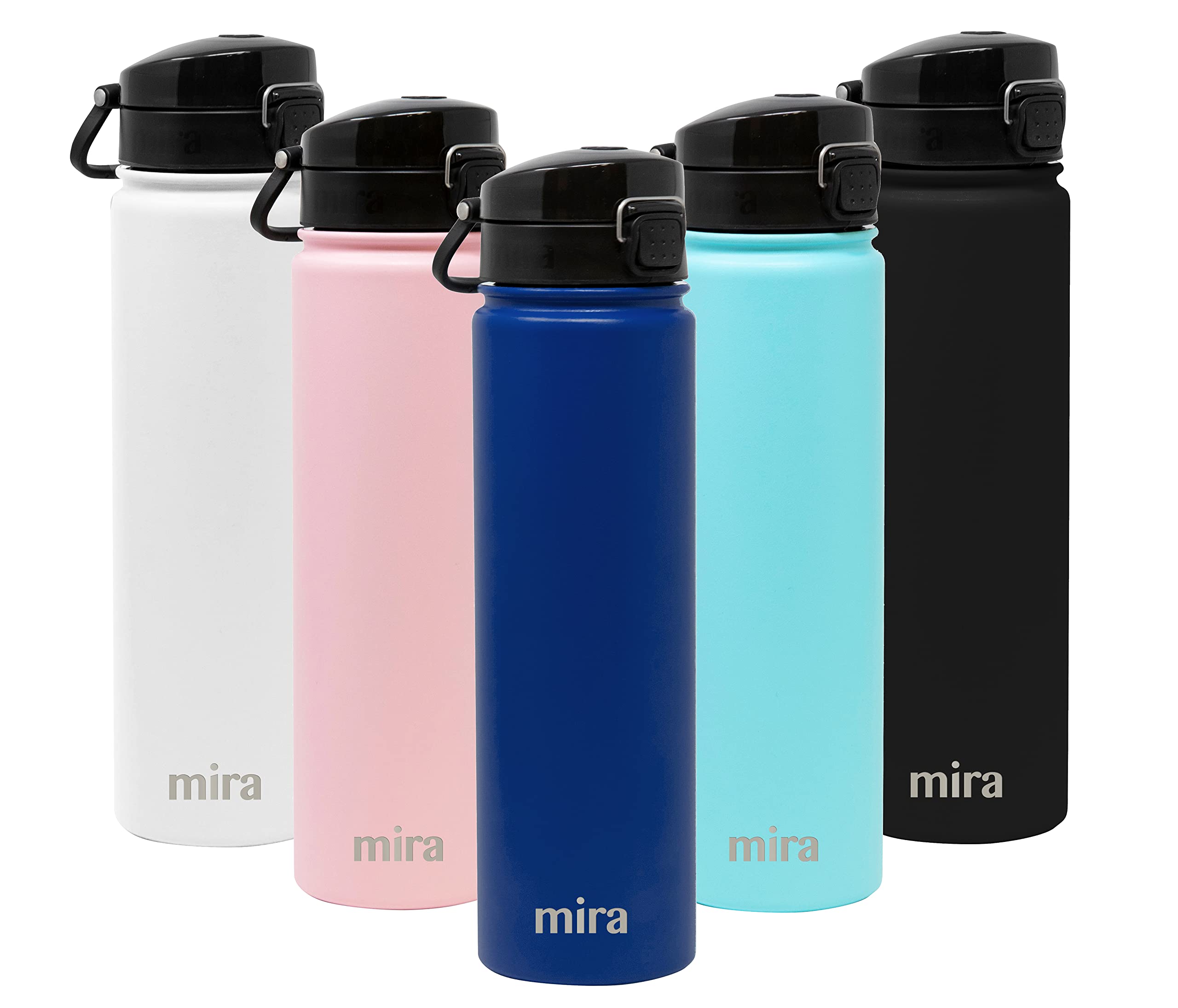 MIRA Stainless Steel Water Bottle - Hydro Vacuum Insulated Metal Thermo Flask Keeps Cold for 24 Hours, Hot for 12 Hours - BPA-Free One Touch Spout Lid Cap - 24 oz, Space Blue