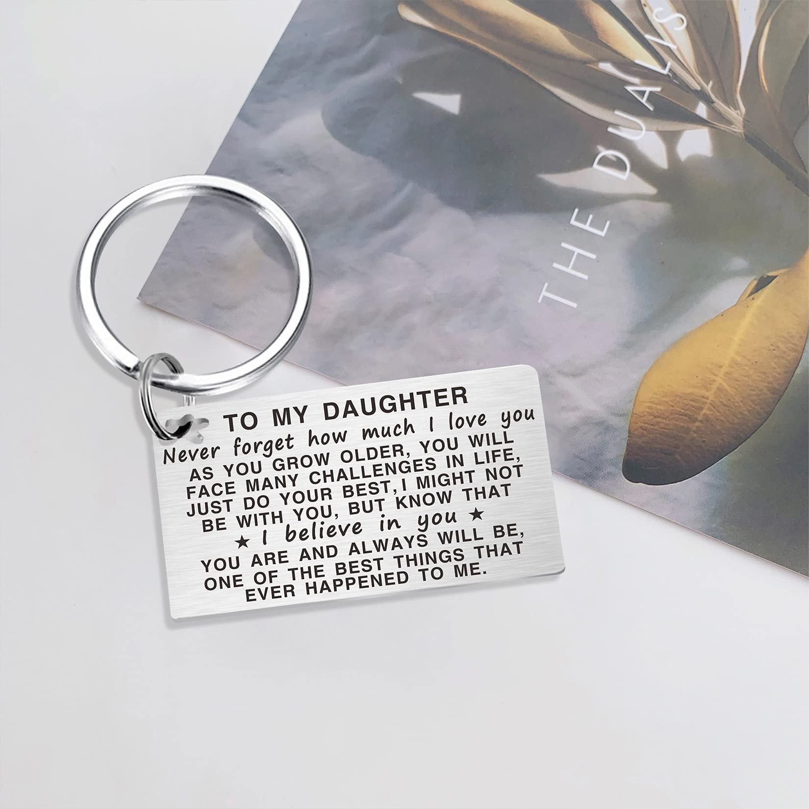 TANWIH Gifts for Daughter- Daughter Engraved Keychain from Mom Dad - Daughter Birthday Christmas Graduation Gifts from Parents