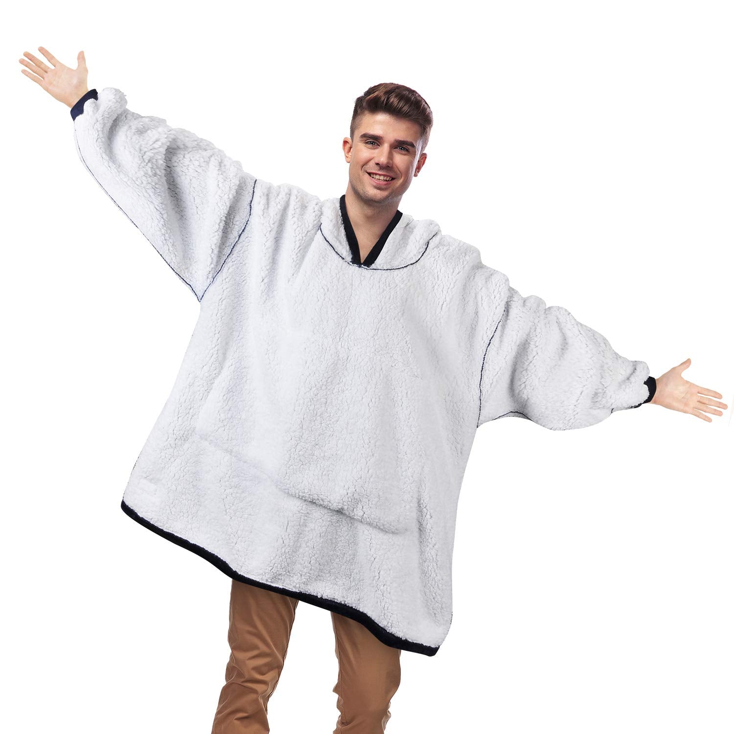 Catalonia Oversized Wearable Blanket Hoodie Sweatshirt, Comfortable Sherpa Lounging Pullover for Adults Men Women Teenagers Wife Girlfriend Gift