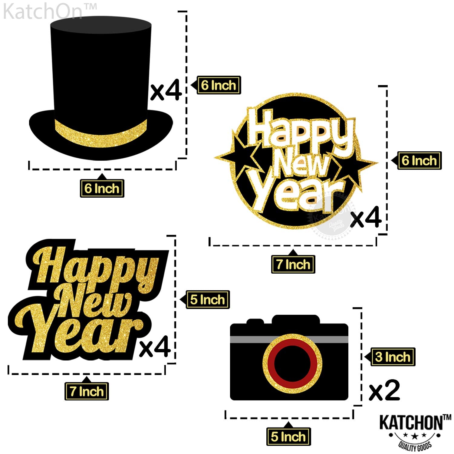 KatchOn, Happy New Year Hanging Swirls - Pack of 30 | Black and Gold New Years Eve Party Supplies 2025 | Happy New Year Decorations 2025 | New Years Hanging Decorations | New Years Eve Decorations