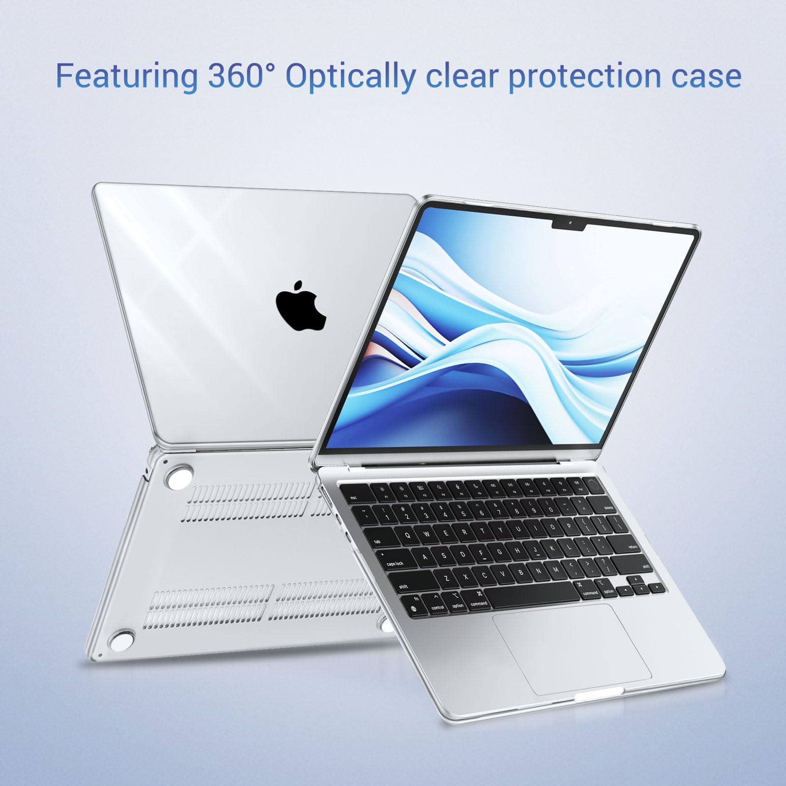 MOSISO Compatible with MacBook Air 13 inch Case M5 2026 M4 2025 M3 M2 2024-2022 A3449 A3240 A3113 A2681, Hard Shell&Keyboard Cover&Screen Film&Pouch for MacBook Air 13.6 inch Case, Crystal Clear