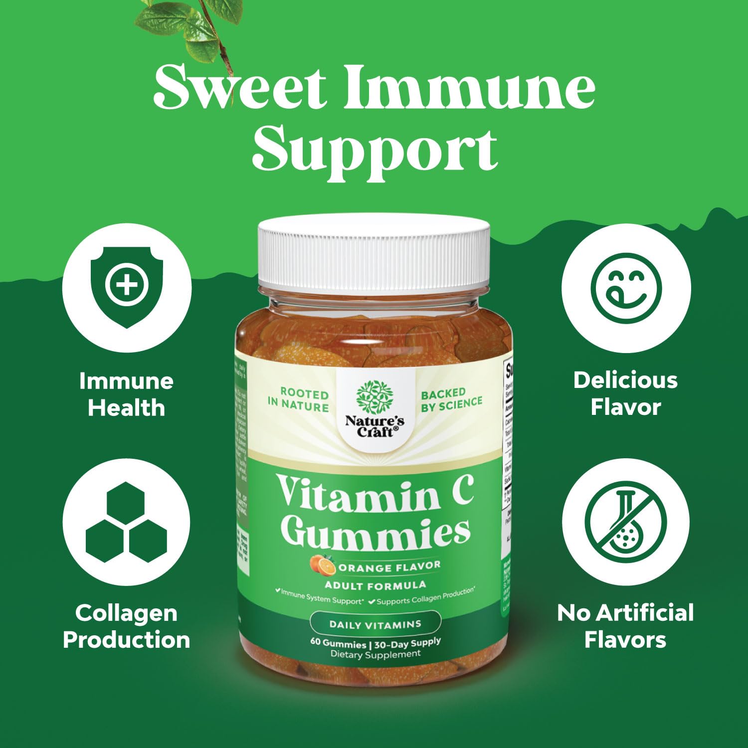 Chewable Vitamin C Gummies for Adults - Halal Vitamin C Immune Support Gummies - Ascorbic Acid Natural Vitamin C Gummy Immune Booster for Adults and Natural Cold Remedy Gummy Vitamin C Vitamins