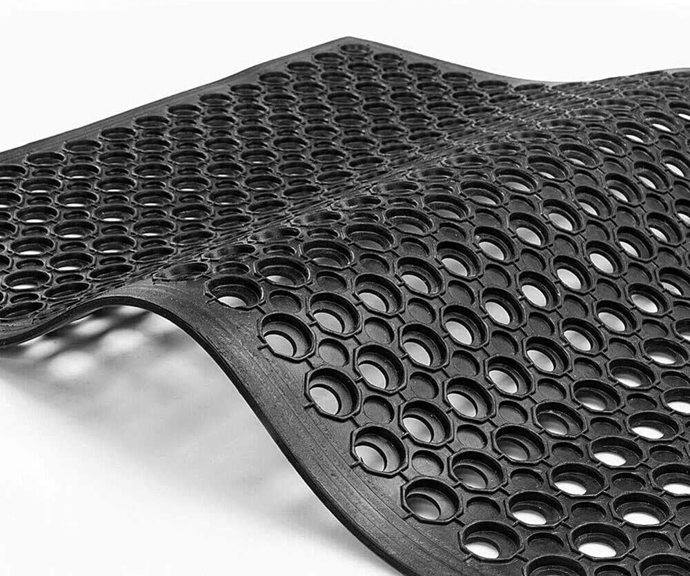 tonchean Commercial Anti-Fatigue Rubber Drainage Mat 83x36x0.4in Non-Slip Drainage Rubber Mat with Holes Heavy Duty Commercial Restaurant Kitchen Bar Floor Mats, Door Mats Use Wet Area