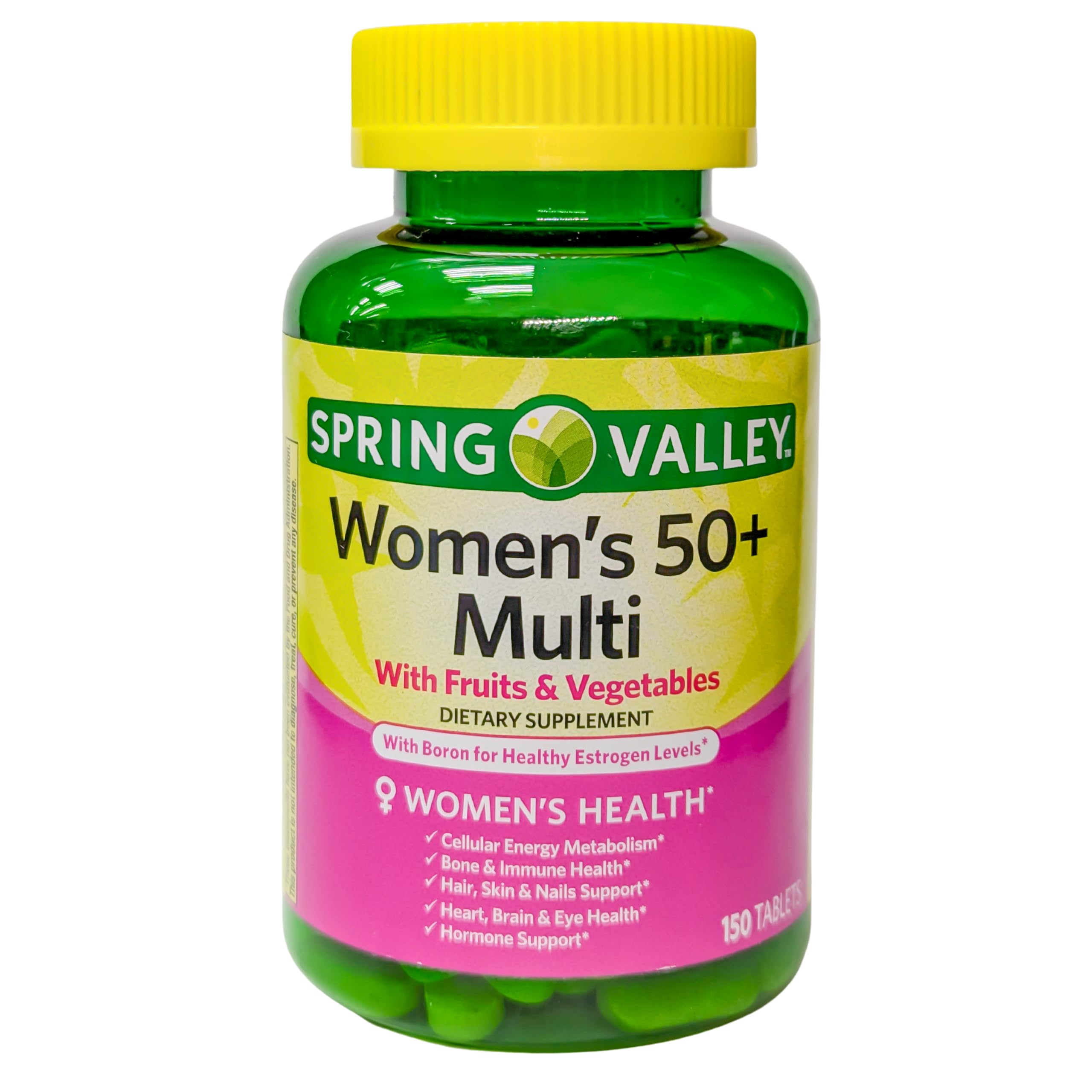 Spring Valley Women's 50+ Multi with Fruits & Vegetables Dietary Supplement 150 Tablets (One Bottle)