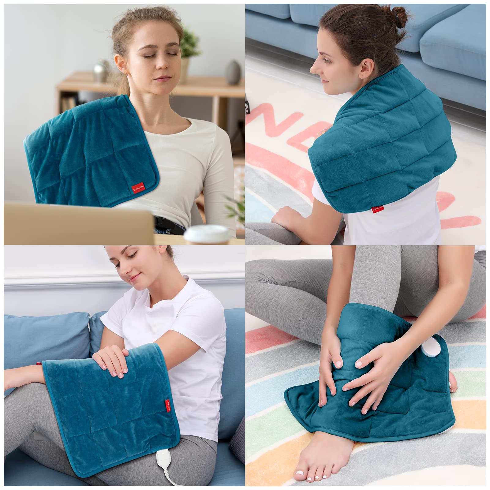 Comfytemp Weighted Heating Pad for Back & Cramps, 2.2lb Electric Neck Shoulder Heat Pad for Pain Relief, FSA HSA Eligible, Women Men Birthday Gifts, Moist Heat Therapy, 2H Auto-Off, 12x24, Washable