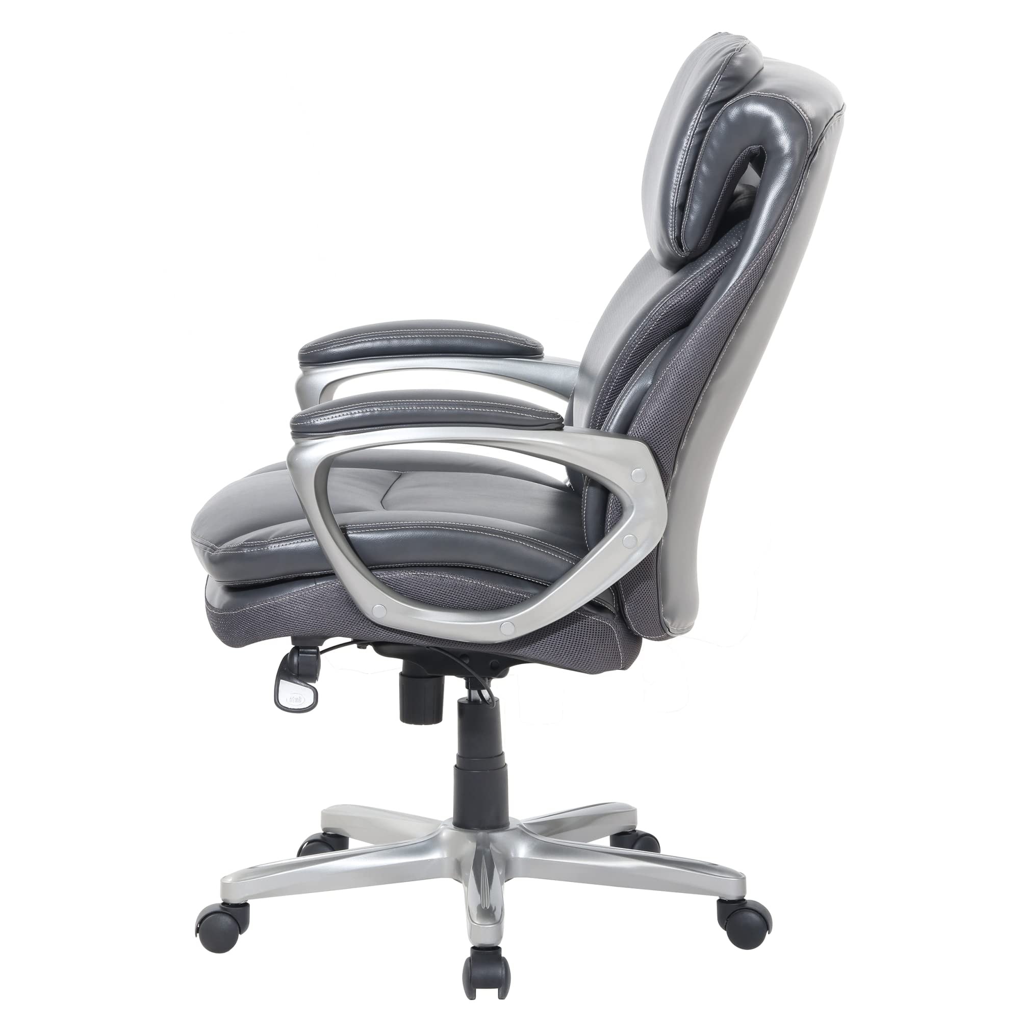 Serta® Smart Layers™ Arlington AIR™ Bonded Leather High-Back Executive Chair, Dark Gray/Silver