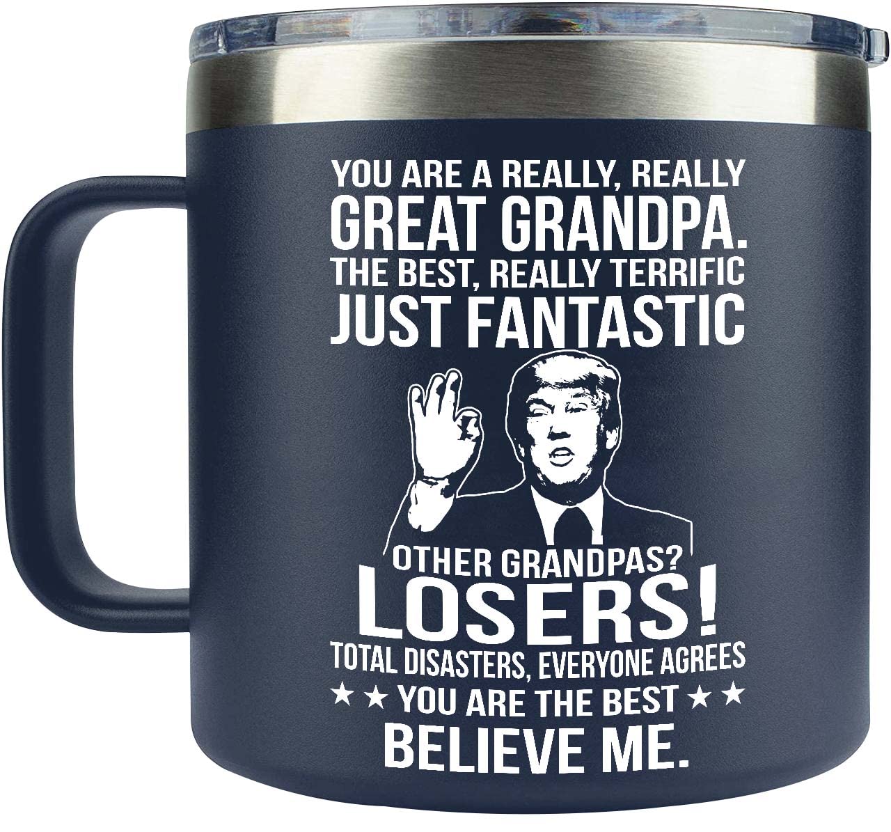 AMAZPRINTS Gifts for Grandpa from Granddaughter, Grandson, Grandchild - Grandpa Gifts for Christmas - Grandpa Funny Mug -Great Grandpa Gift - Birthday Gifts for Grandpa, 14oz Navy