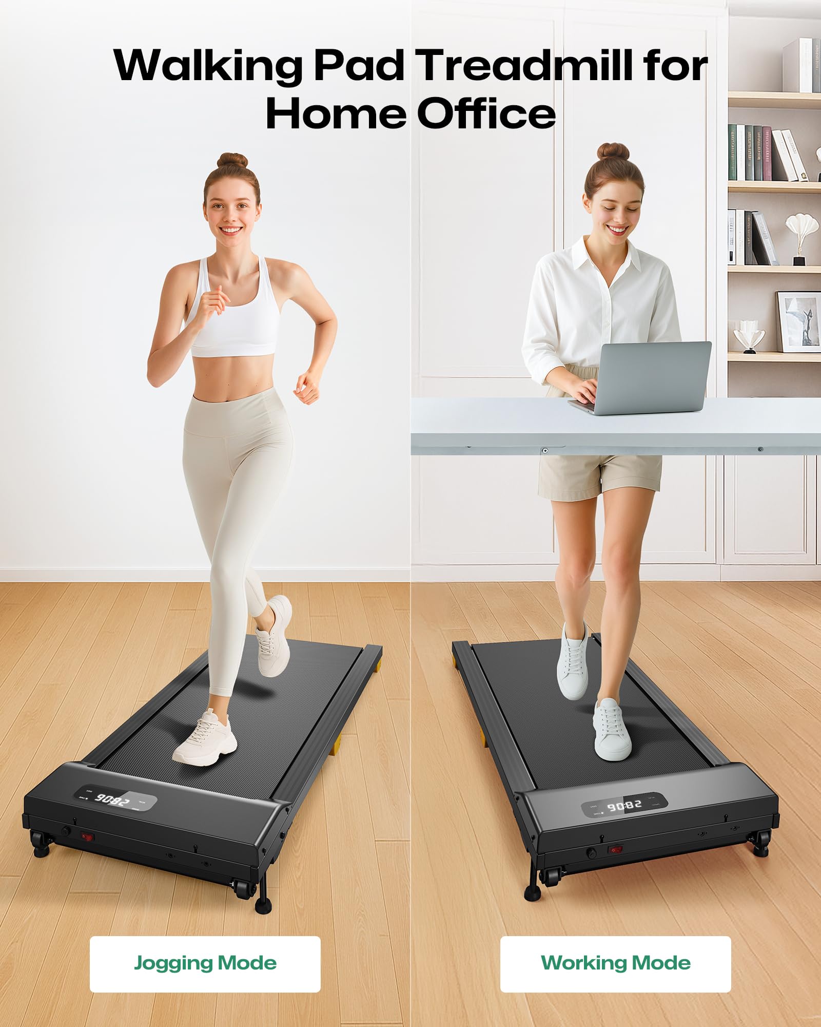 UREVO Walking Pad with Incline, 9% Incline Portable Under Desk Treadmill, 2.5 HP Walking Treadmill Pad for Home and Office, Walking Jogging Running Machine with Remote Control and LED Display