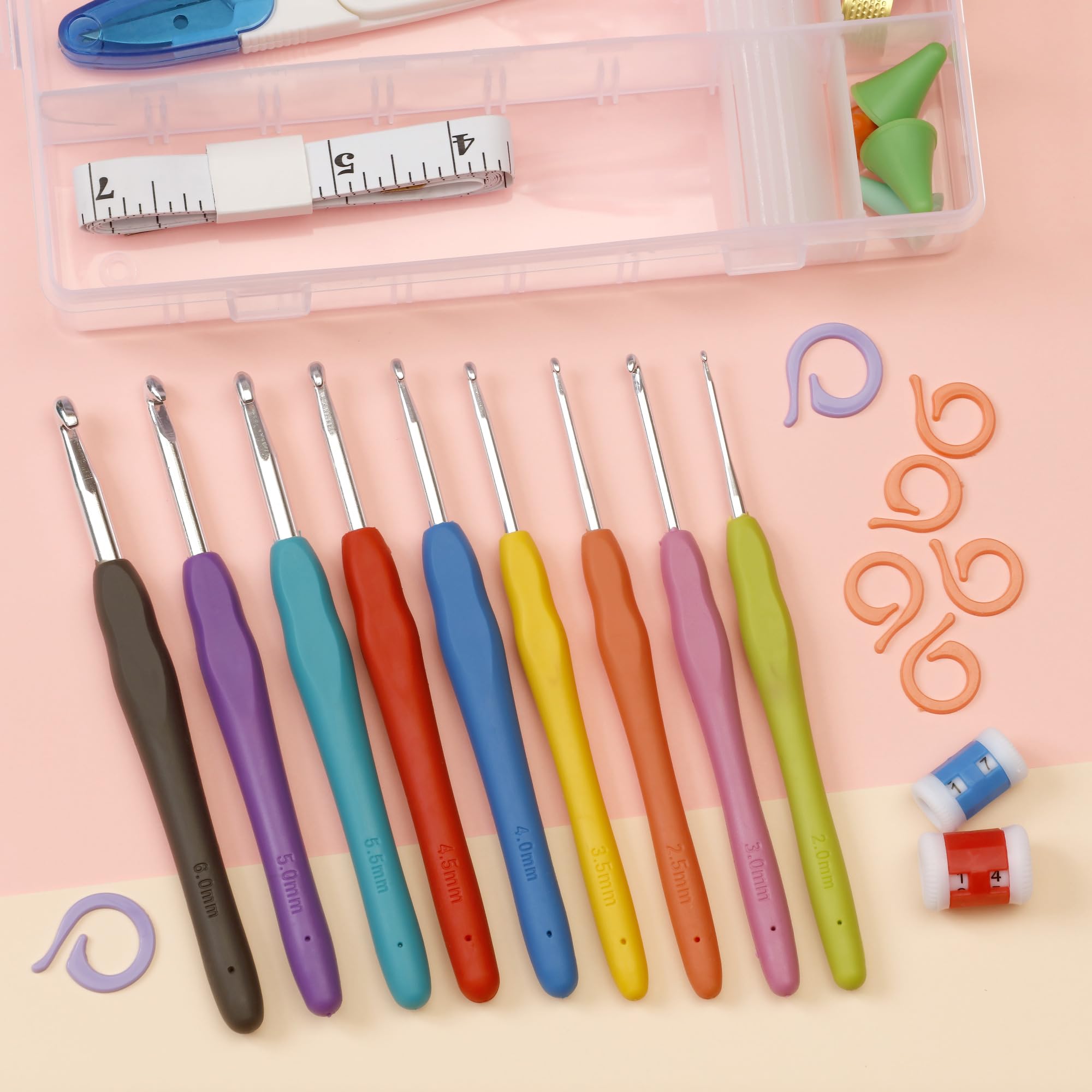 Incraftables Crochet Kit for Beginners & Pro. Crocheting Set with Crochet Hooks (21pcs), Yarns (15 Spools), Tape, Needles & Supplies for Amigurumi. Best Knitting Crochet Starter Kit for Adults & Kids
