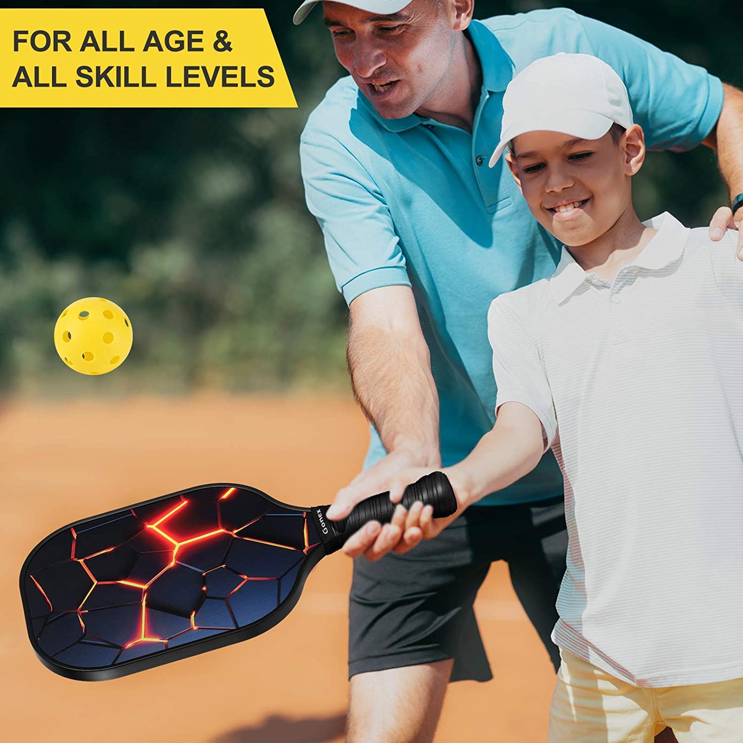 Gonex Pickleball Paddles, USAPA Approved Graphite Pickleball Rackets with Comfort Grip, Carbon Fiber Pickleball Set of 2/4 Paddles with 4 Balls, Portable Carry Bag