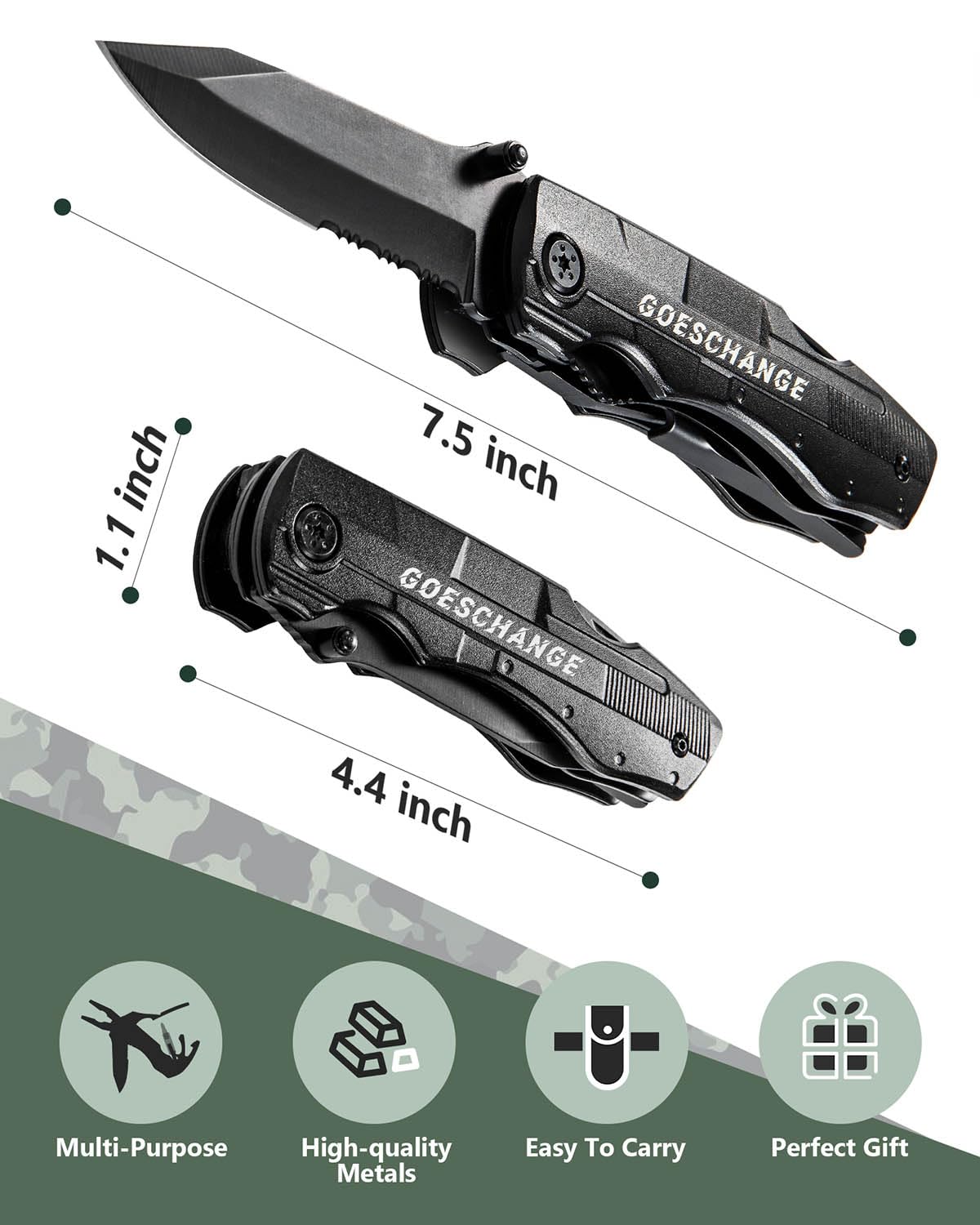 10-IN-1 Multi Tool with Pocket Knife, Screwdrivers, Pliers, Bottle Opener, Can Opener, Safety Locking, Nylon Shealth - Father's Day Gift, Gift for Him Men Husband Boyfriend, Multitool Knife