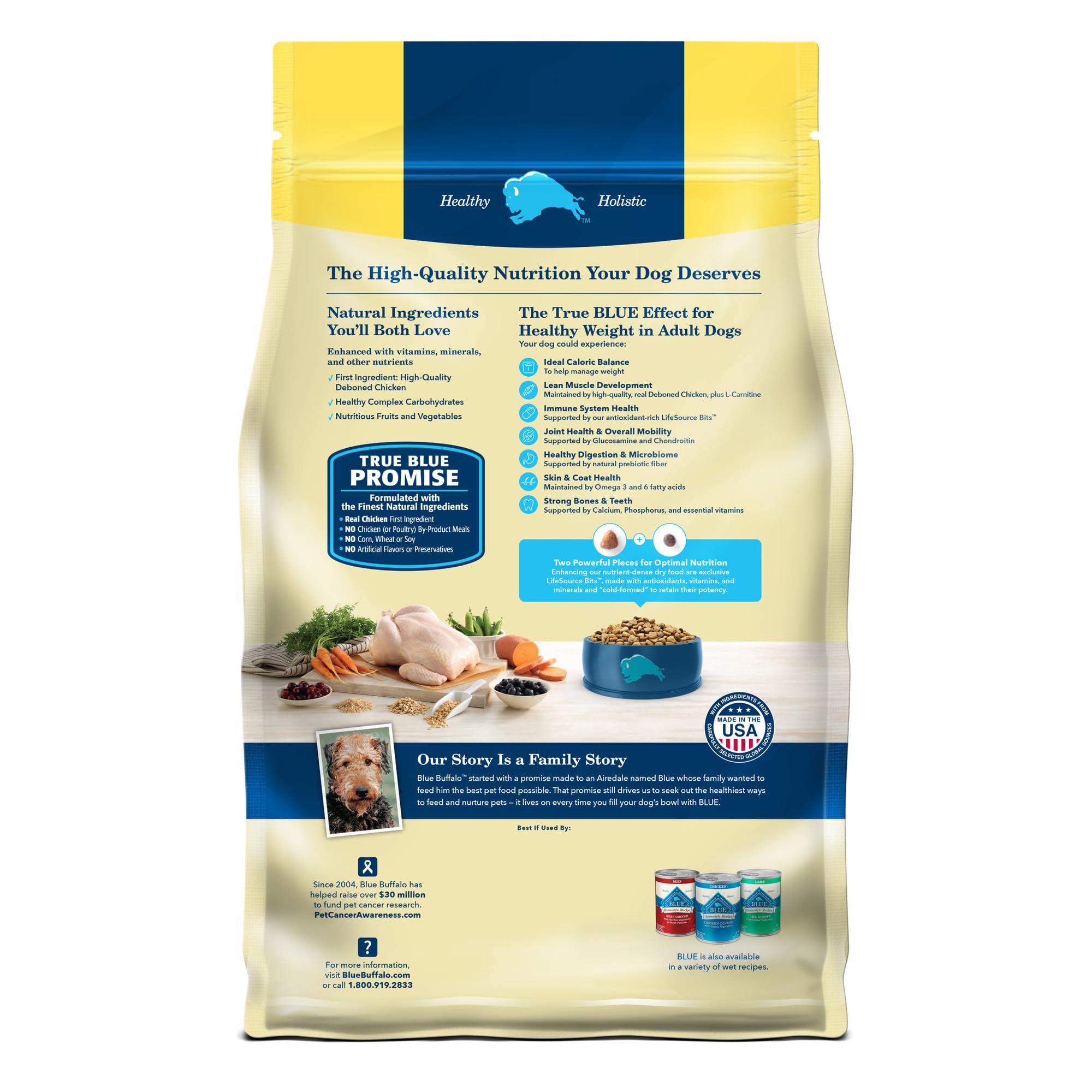 Blue Buffalo Life Protection Formula Healthy Weight Adult Dry Dog Food, Supports an Ideal Weight, Made with Natural Ingredients, Chicken & Brown Rice Recipe, 30-lb Bag