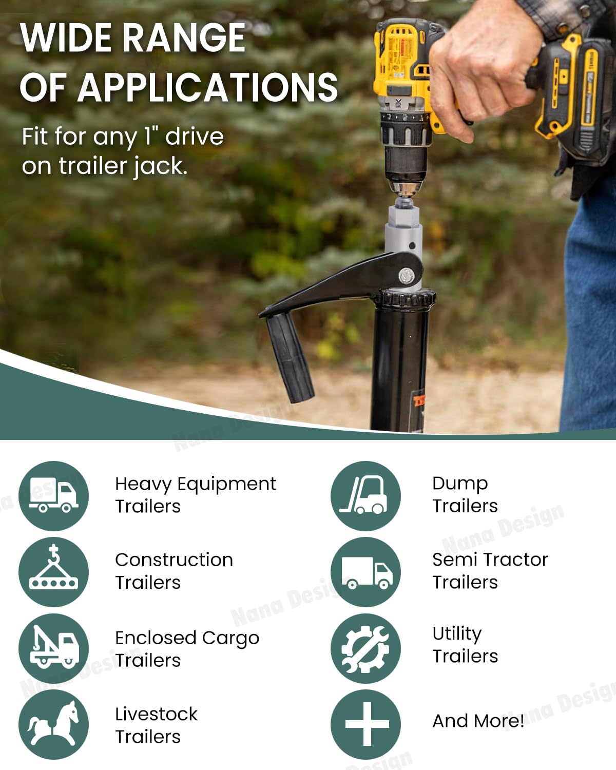Trailer Jack Drill Adapter with Cordless Drill (RV jack drill adapter)