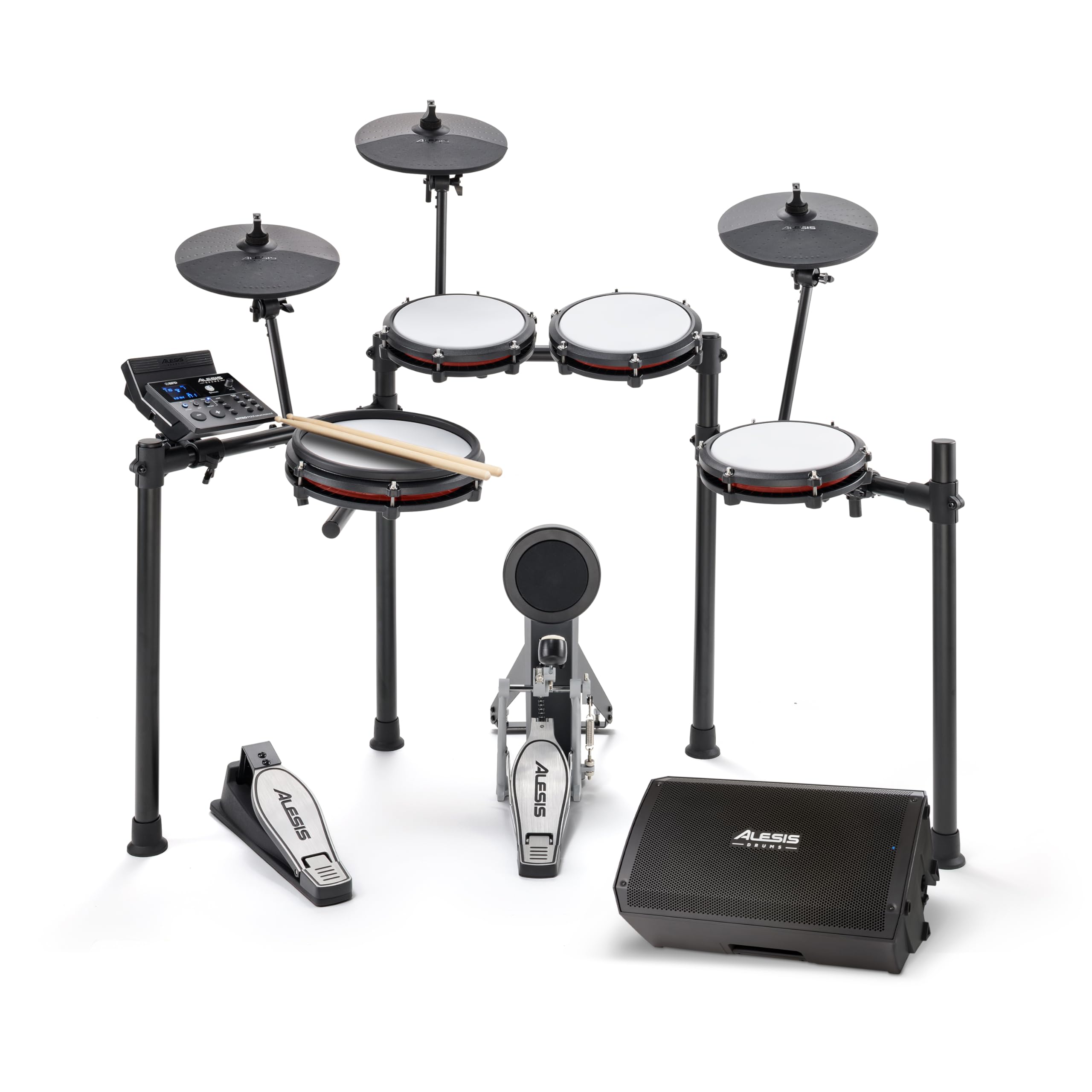 Alesis Nitro Max Kit and Strike Amp 8 MK2 - Electric Drum Set with and 8-inch 2000W Drum Amp Speaker, with Bluetooth