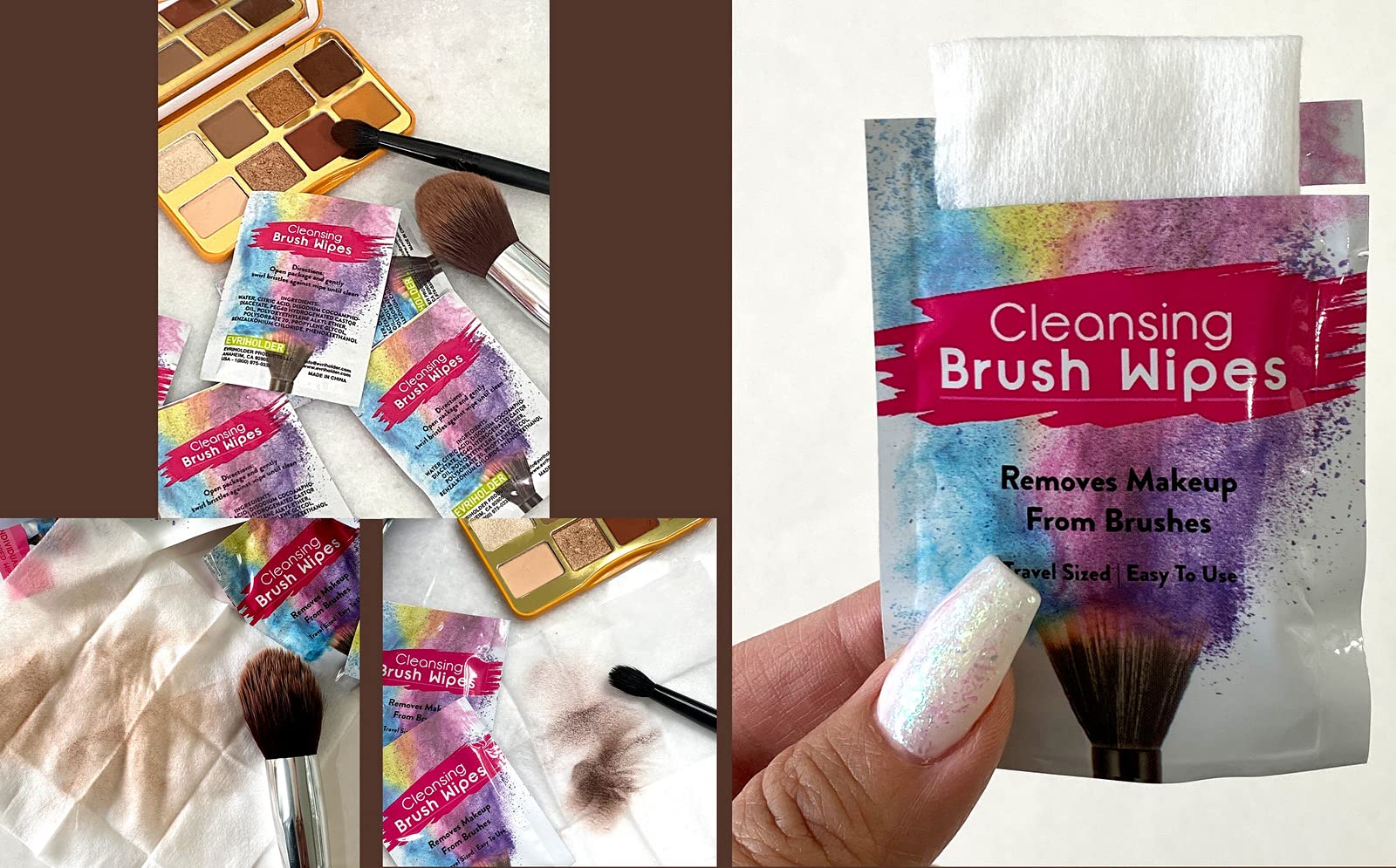 24 Individually Wrapped Makeup Brush Cleansing Cloths - Quick & Convenient Brush Cleaner Wipe- For Make up Artists Cosmetology Students Make up Tutorial ON THE GO, Travel TSA Approved