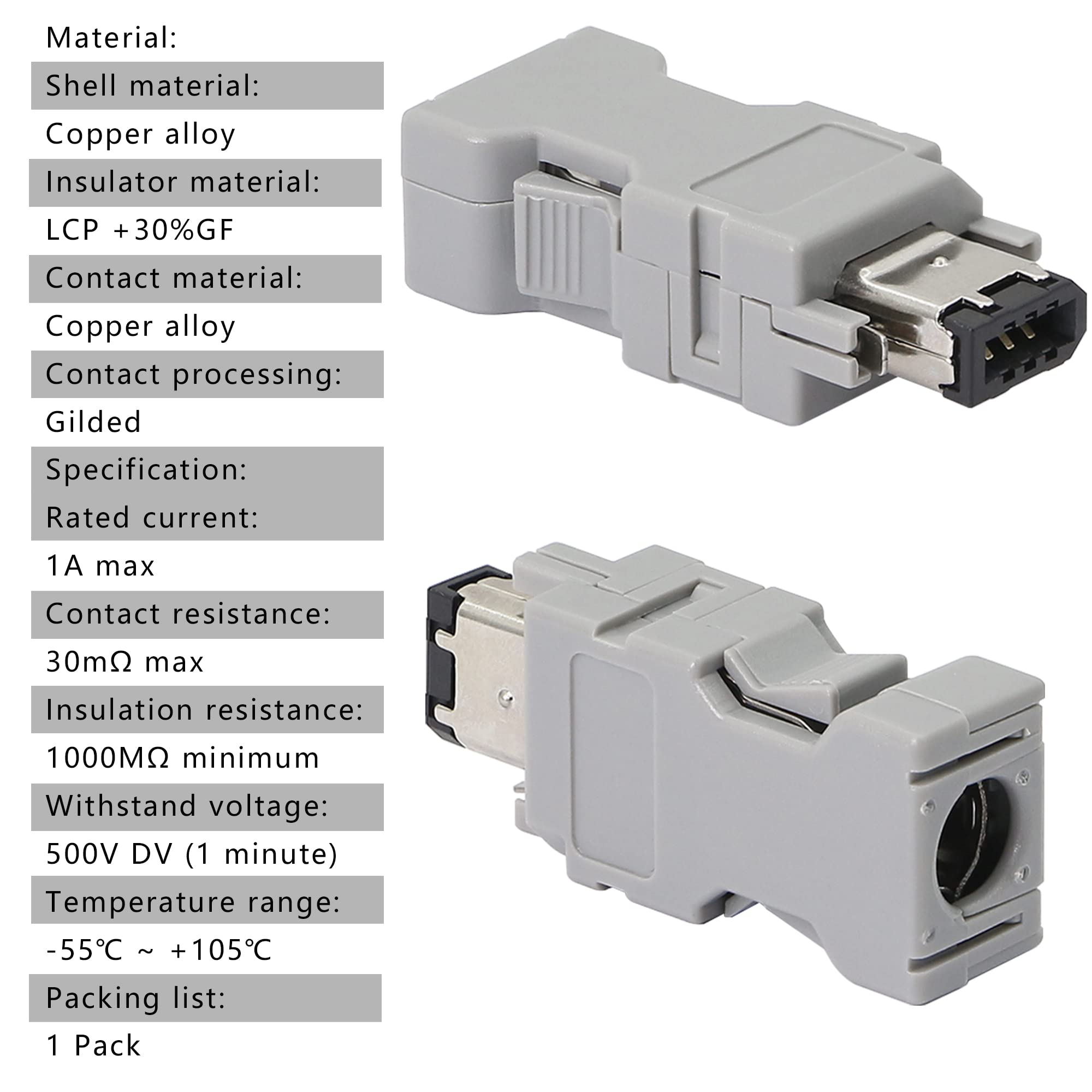 GELRHONR IEEE 1394 SM-6P Plug, 55100-0670 Male Connector JZSP-CMP9-1-E 6-Pin Encoder Plug, Suitable for 54280-0609 Yaskawa Panasonic Servo CN3 Connector