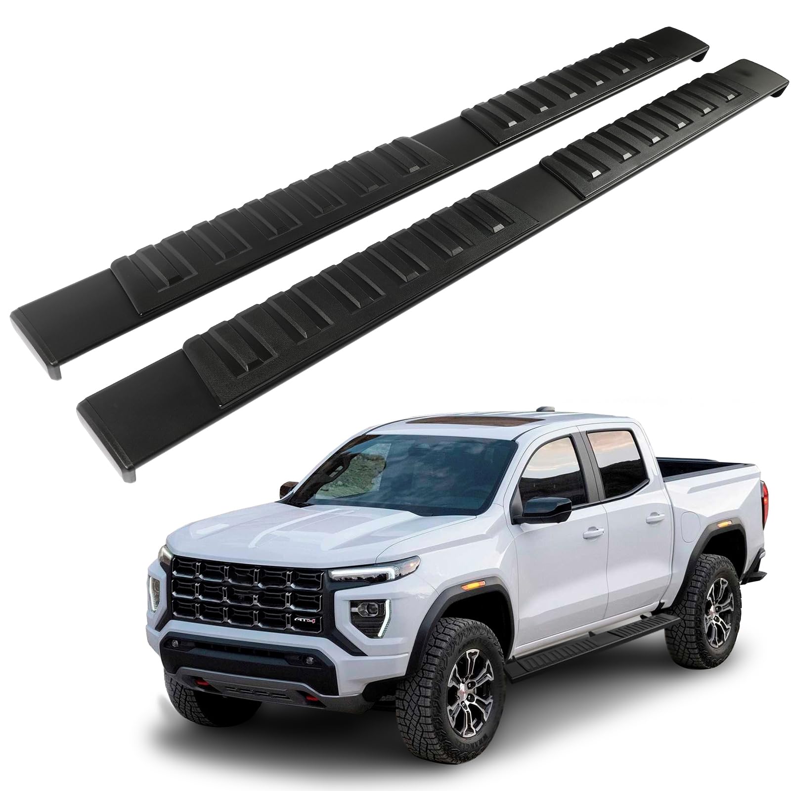 SCITOO 6 Inches Nerf Bar Running Boards Fit for 2015-2023 for Chevrolet Colorado Crew Cab, 2015-2023 for GMC Canyon Crew Cab Black Aluminium Alloy Side Step Rock Sliders