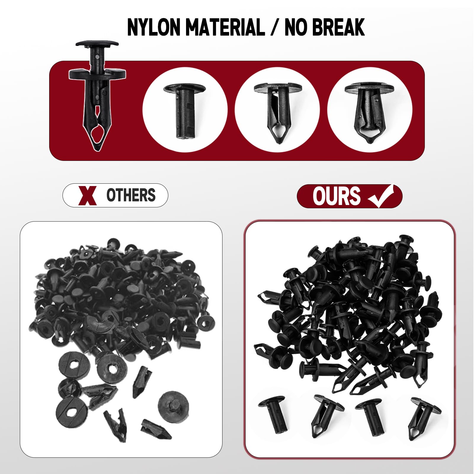 Xislet 200 Pcs UTV Nylon Fender Clips/Body Rivets Compatible with Polaris 7661855 Ranger RZR Can-Am Kawasaki Teryx Honda Pioneer 90653-HC4-900 Suzuki Sportsman ATV Fastener with Tool