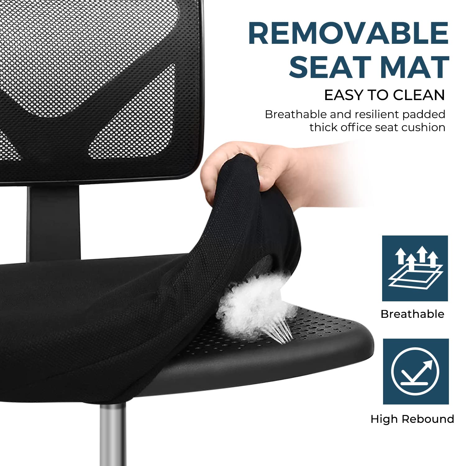 MCQ Home Office Computer Desk Chair Mid Back Armless Ergonomic Mesh with Lumbar Support Height Adjustable Swivel Task Rolling Modern Wheels for Office,Living Room, Black (SE-2077)