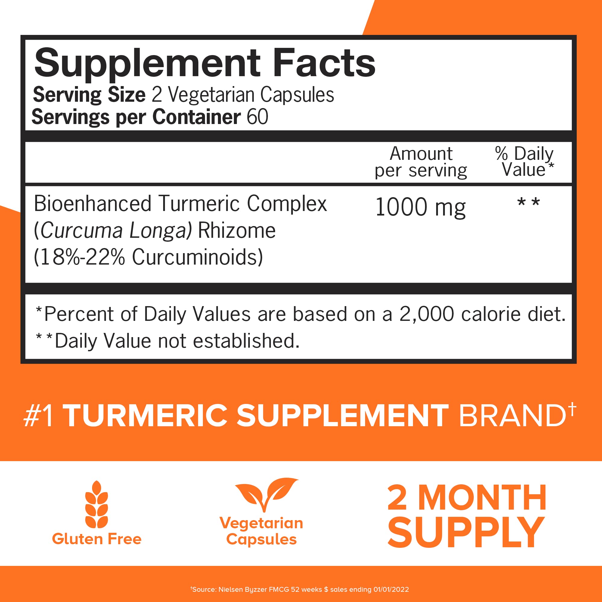 Qunol Turmeric Curcumin Supplement, Turmeric 1000mg With Ultra High Absorption, Joint Support Supplement, Extra Strength Turmeric Capsules, 2 Month Supply, 120 Count (Pack of 1)