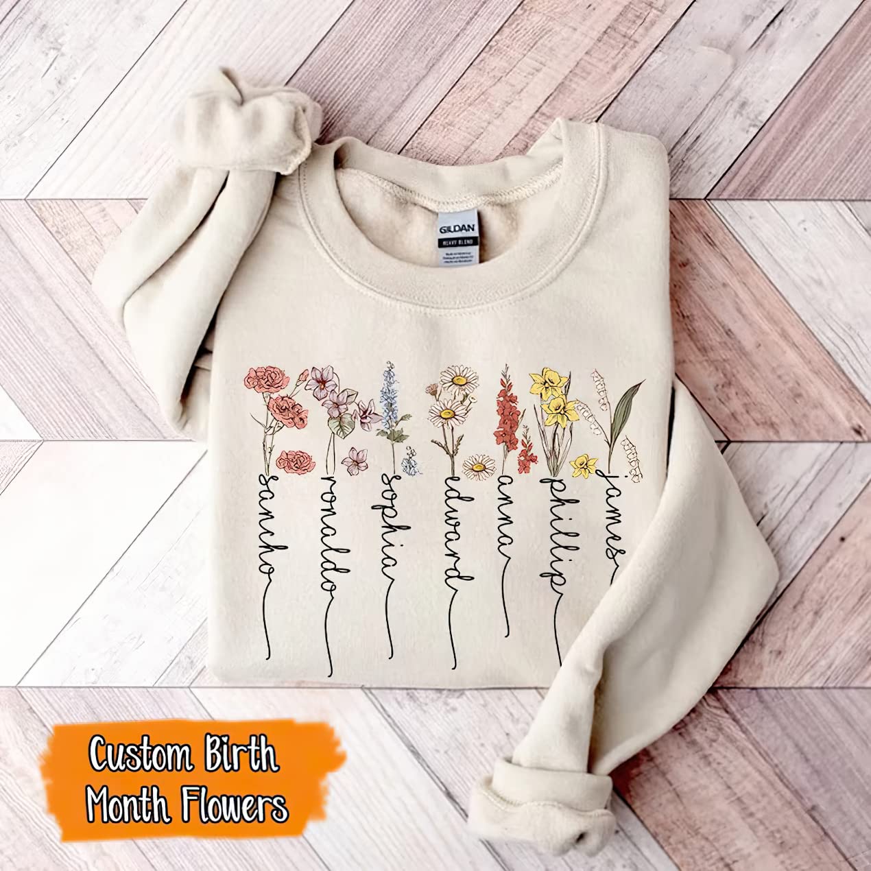 NAZENTI - Custom Birth Month Flower Sweatshirt for Women, Personalized Mom Sweatshirt, Grandma Birth Month Shirt, Mama Grandmother Gifts, Customized Gift for Birthday Mother Day Christmas Sweater