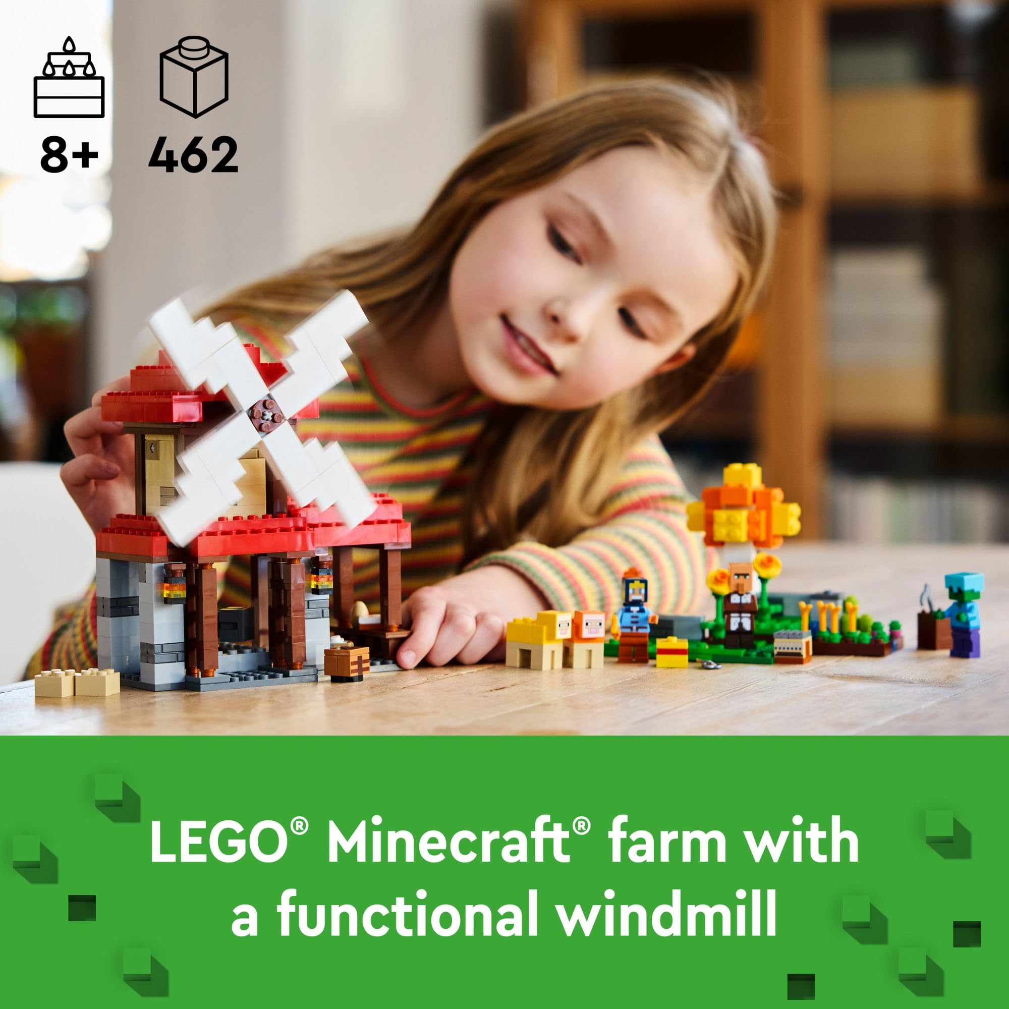 LEGO Minecraft The Windmill Farm Building Toy - Minecraft Toy for Kids, Boys & Girls, Ages 8+ with 3 Minifigures - Gift for Christmas for Fans of Video Games - 21262