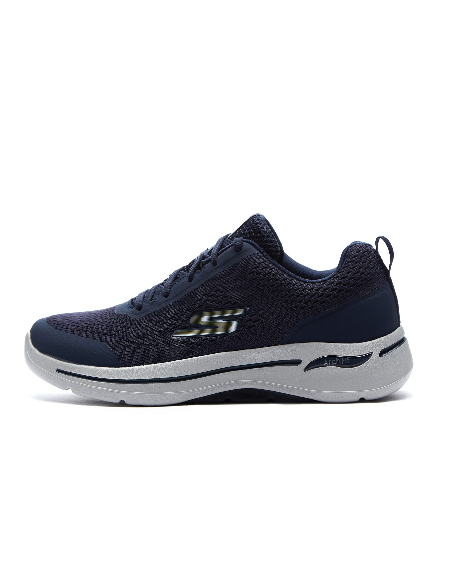 Skechers Men's Gowalk Arch Fit-Athletic Workout Walking Shoe with Air Cooled Foam Sneaker, Navy/Gold, 10.5 X-Wide