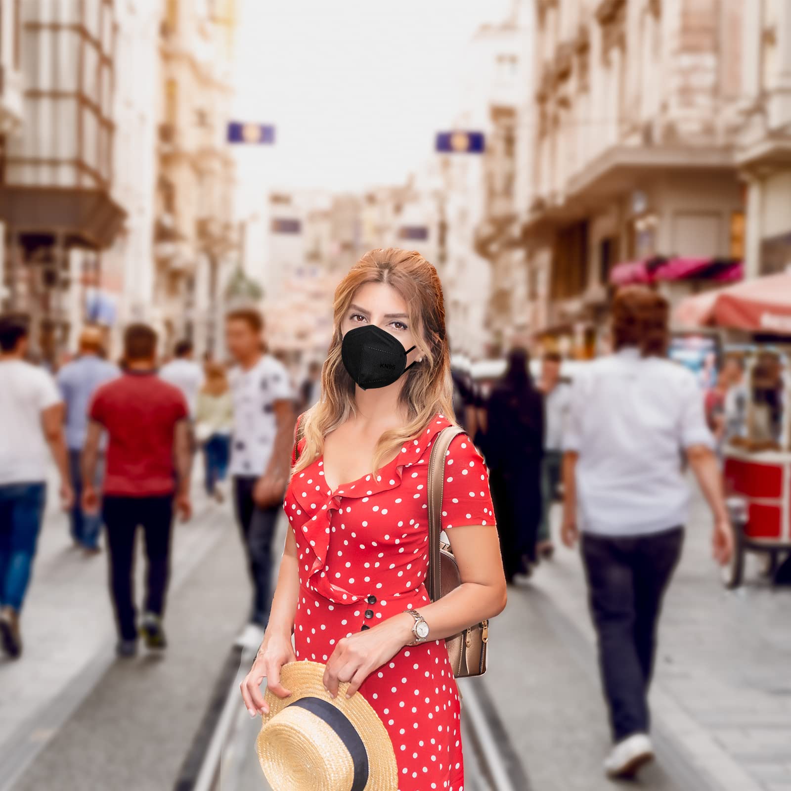 ctc connexions KN95 Black Face Masks 20pcs 5-Layer Cup Dust Masks Filtration Efficiency ≥95% Individually Packaged Breathable Face Mask