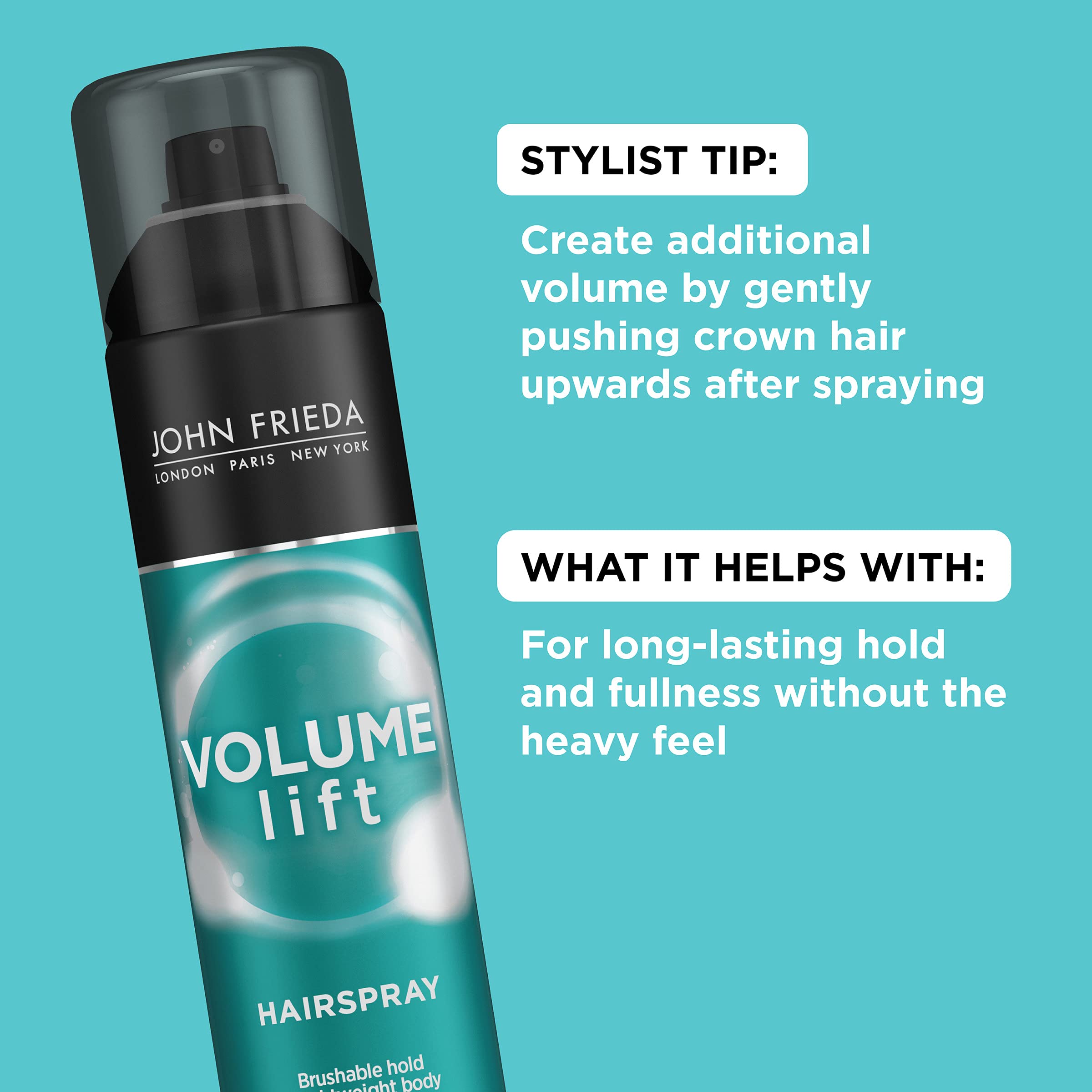 John Frieda Volume Lift Hairspray, Volumizing Hairspray with Air-Silk Technology for Fine or Flat Hair, Adds Body, Long-Lasting Hold, and Fullness for Fine, Thin Hair, 10 Oz, Pack of 2