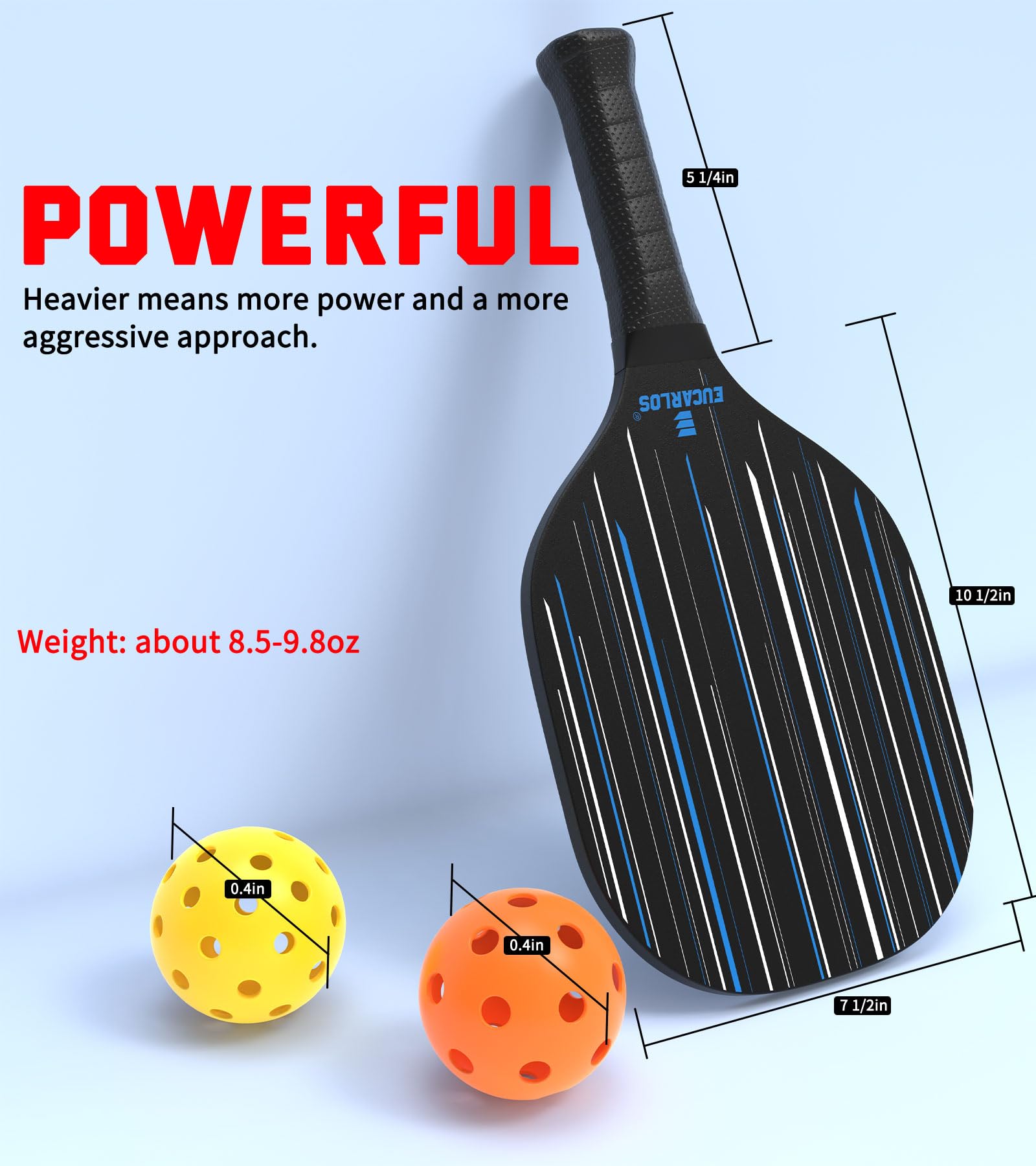 EUCARLOS Pickleball Paddles Set of 2, Pickleball Set of 2 Premium Paddles, 2 Pickle Balls and 2 Cooling Towels, Powerful Pickleball Rackets with Ergonomic Cushion Grip for Beginner & Intermediate