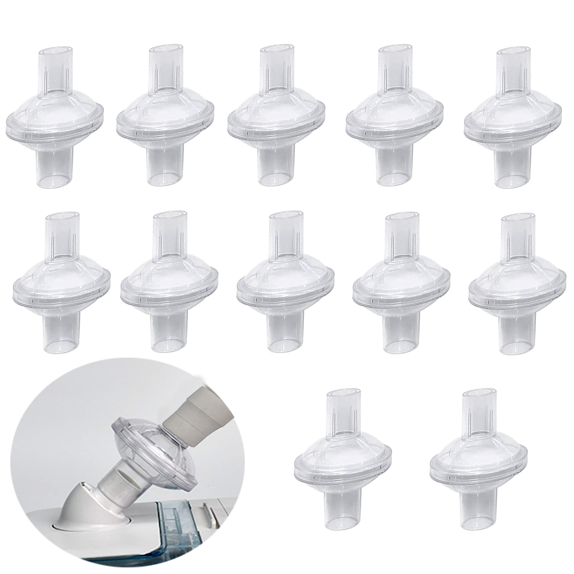 Filters for Cpap Machine - 12 Pcs Cpap Filters fit Inline Filters Compatible with Resmed and Any Machine Size 22mm and 25mm Cpap Tube