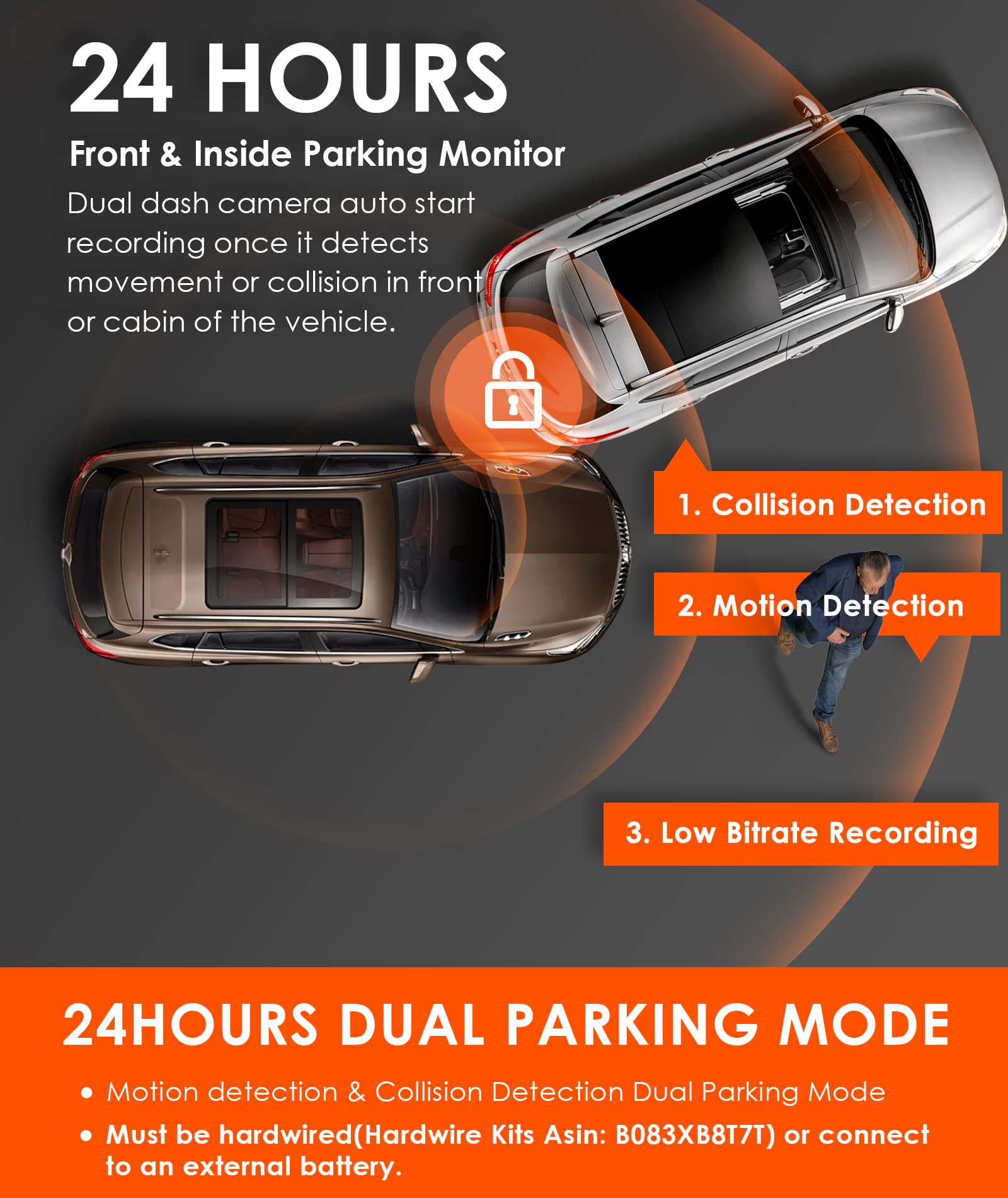 Vantrue N2S 4K Dash Cam with GPS, Front and Inside Dual 2.5K 1440P, IR Night Vision Uber Car Camera, 24/7 Recording Parking Mode, Motion Detection, 256GB Supported