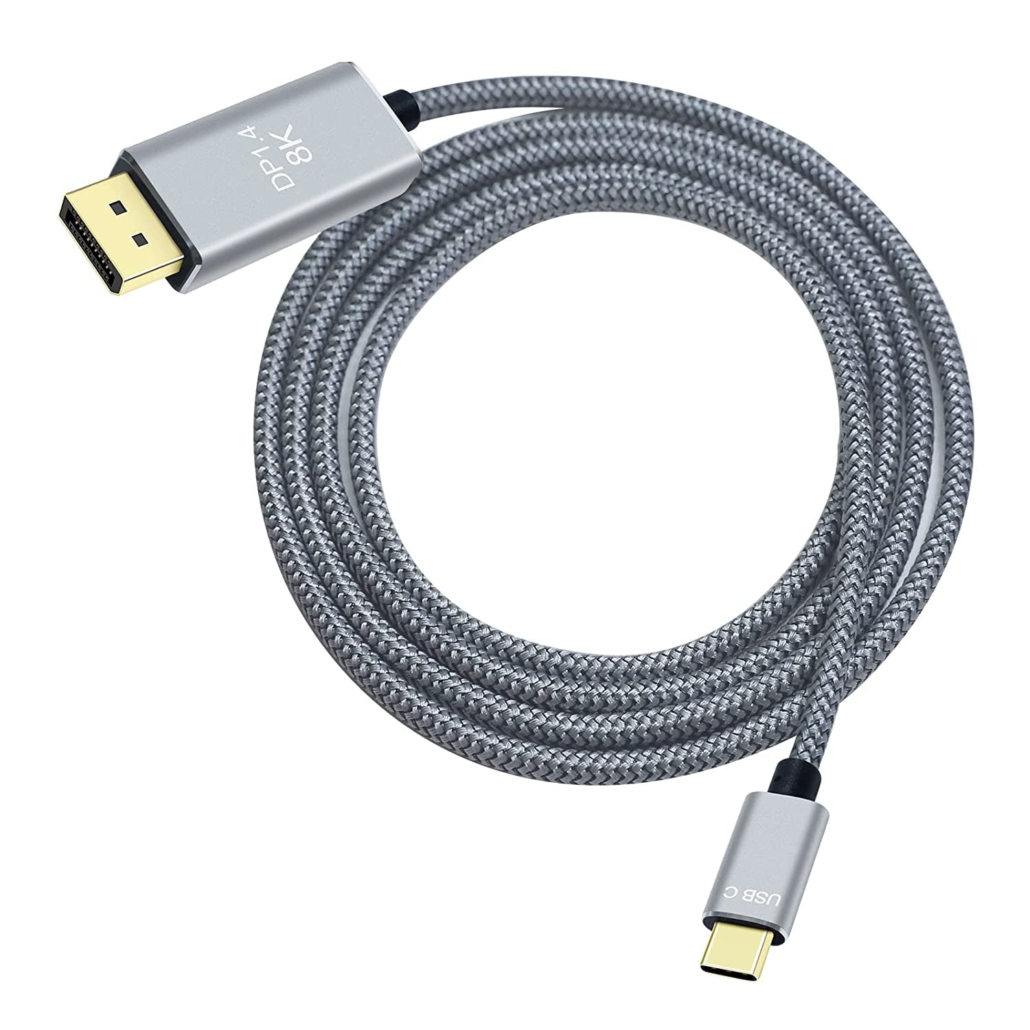 DCHAV 8K USB-C to DisplayPort Cable 3-Foot 4K@144Hz 8K@60Hz 2K@165Hz USB to DP Adapter Display Port Cord Nylon Braided Aluminum Connector for Monitor Computer Laptop Television Tablet