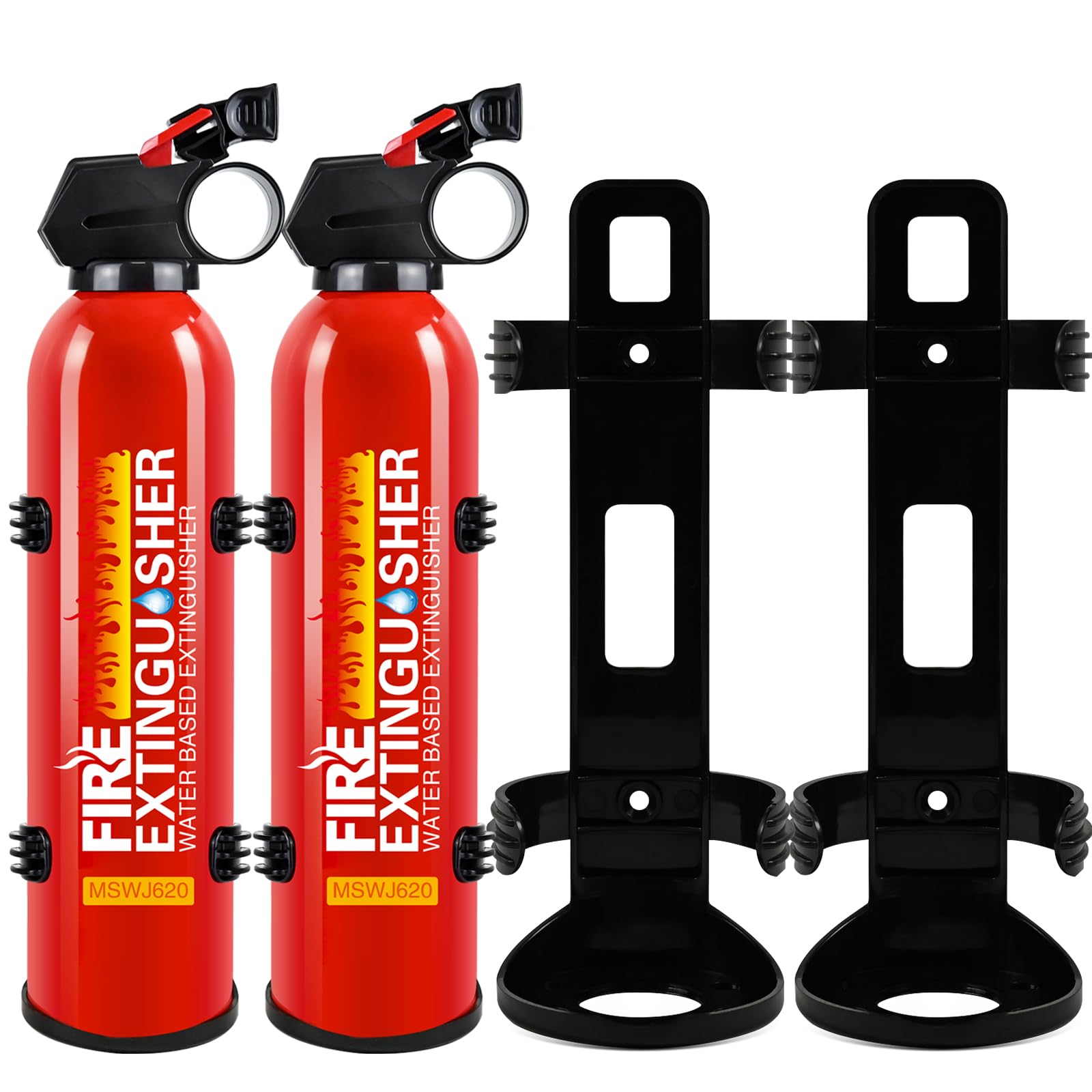 Fire Extinguisher for Home, 2Pack Car Fire Extinguisher with Mount, 4 in 1 Portable Kitchen Fire Extinguisher for A, B, C, K Category, 620ml Water-Based Fire Extinguisher for Truck Boat Home Office