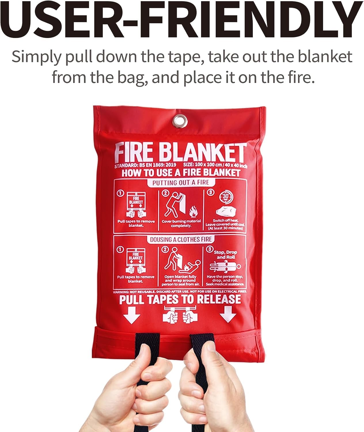 BXHYNOI Fire Blanket,40"x 40",4 Pack Emergency Fire Blanket for Kitchen and Home