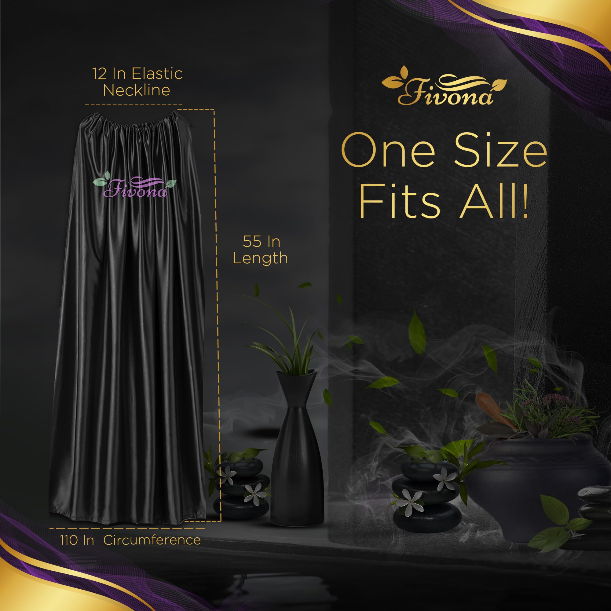 FIVONA Yoni Steam Gown - Universal Size Full Body Covering - Luxuriously Soft Fabric - V Steam Gown with Stretch Ribbing for Spa, Sauna, Beauty Salon or Home