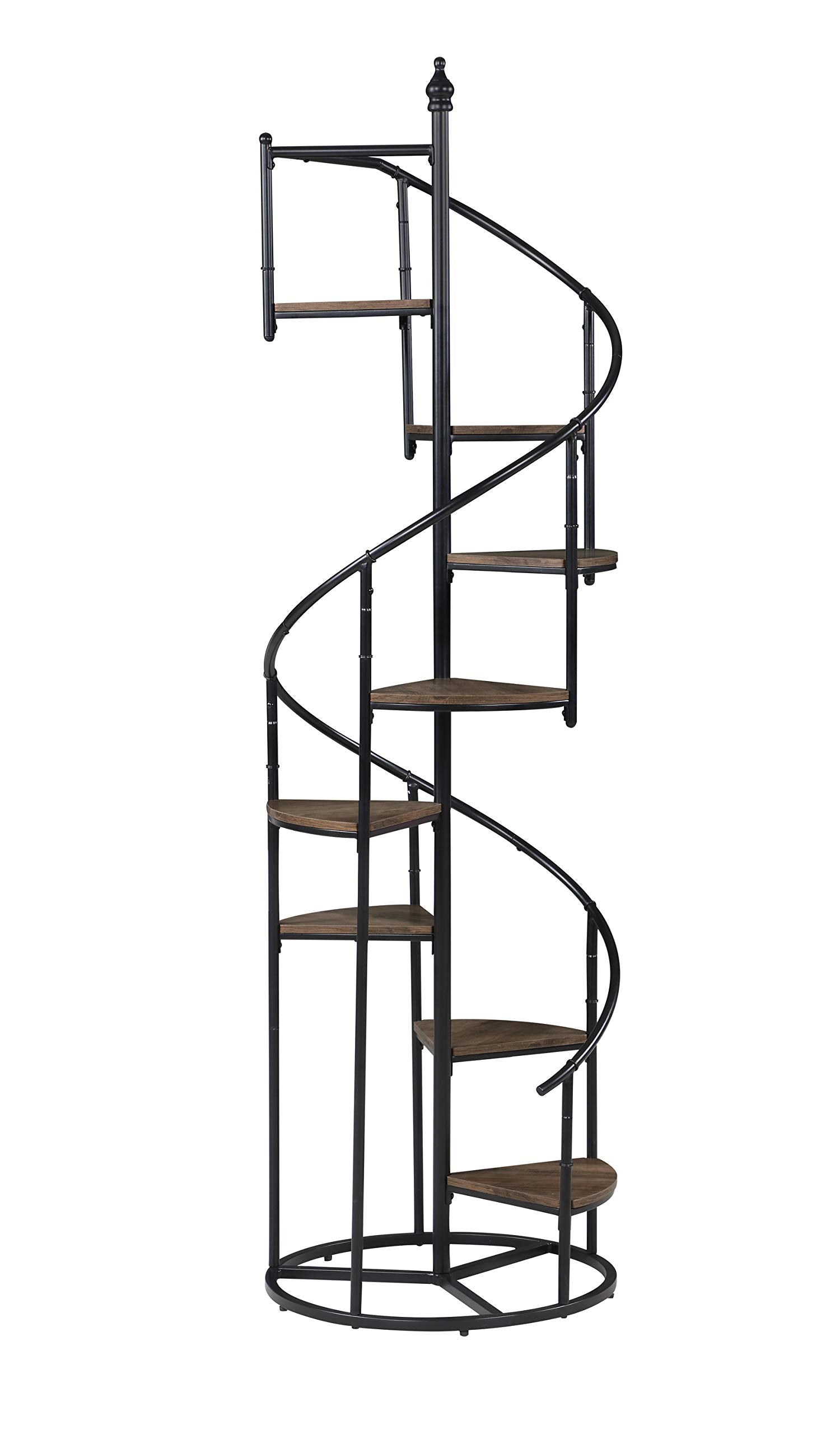 Coaster Home Furnishings - Roseglen - Metal & Wood - 8-Shelf Spiral Staircase Bookshelf with Triangular Shelves and Spiral Staircase Shelf - Home Office & Living Room - 69 Inch - Rustic Brown - 805675