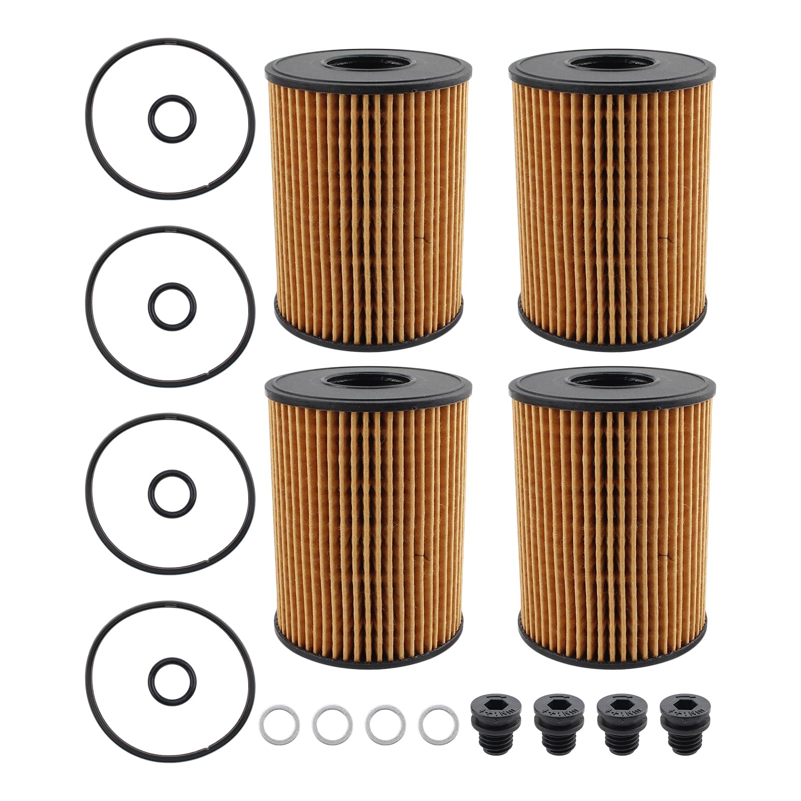 CARBBIA 26350-2S000 Oil Filter with Seals Compatible with Hyundai Santa Cruz 2.5L 2020-2022 Compatible with Kia Sorento 2.5L Engine 2021-2022 Pack of 4