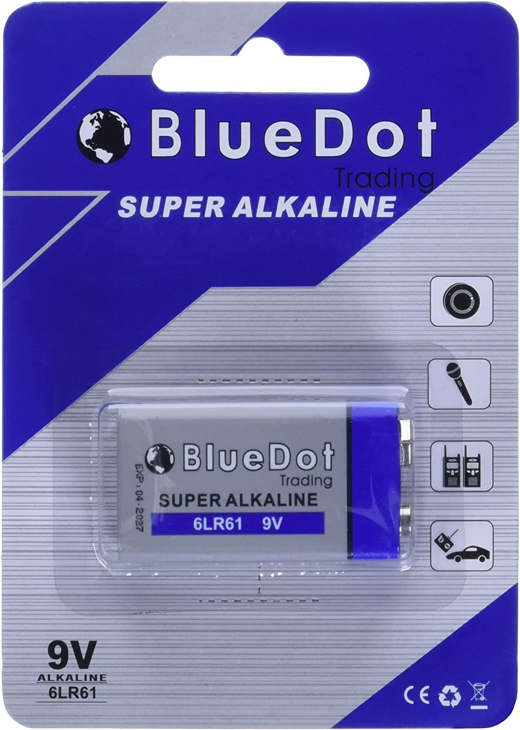 BlueDot Trading Heavy Duty 9 Volt Alkaline Batteries for Smoke and Carbon Monoxide Detectors, Security devices and Fire Alarms, (Packaging may vary), Quantity 1