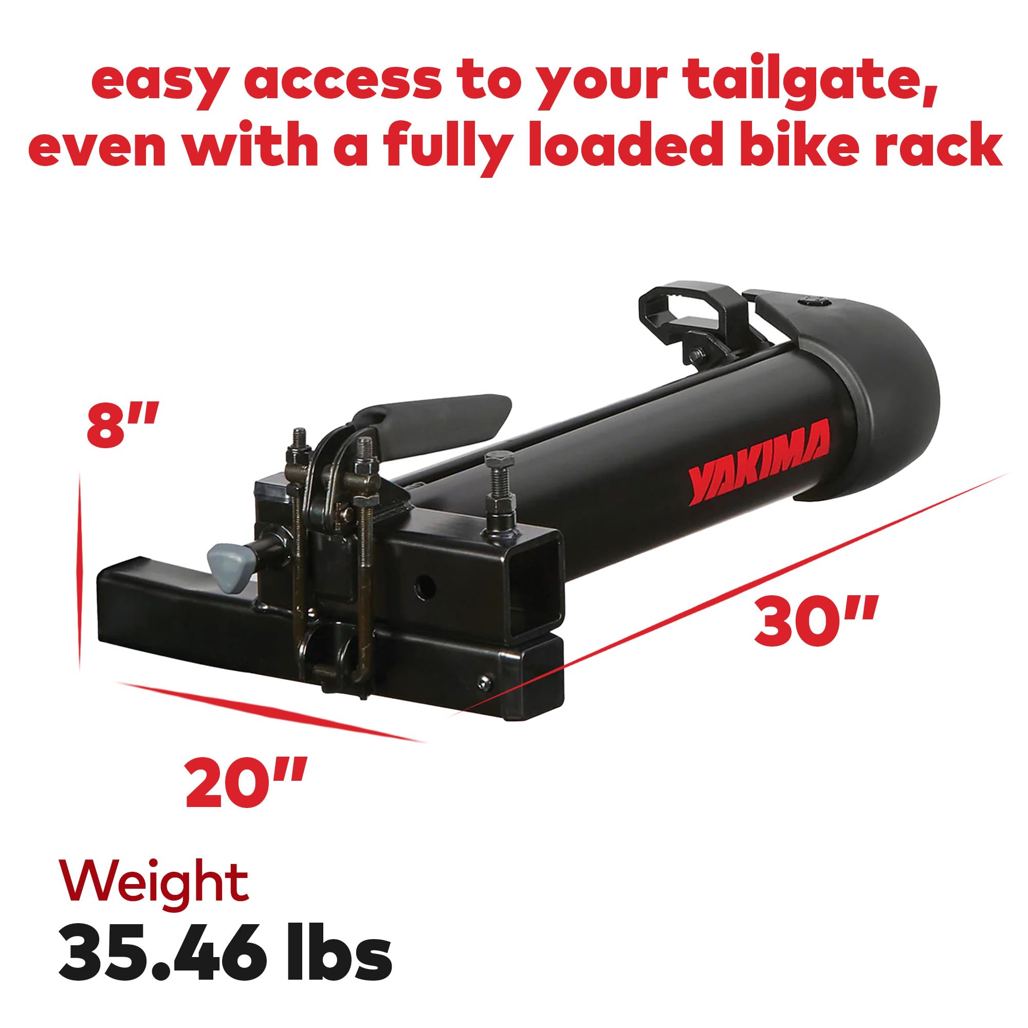 Yakima BackSwing Hitch Mounted Swing Away Locking Bicycle Bike Rack Adapter Converter for 2 Inch Receivers with Latch and Same Key System Lock, Black