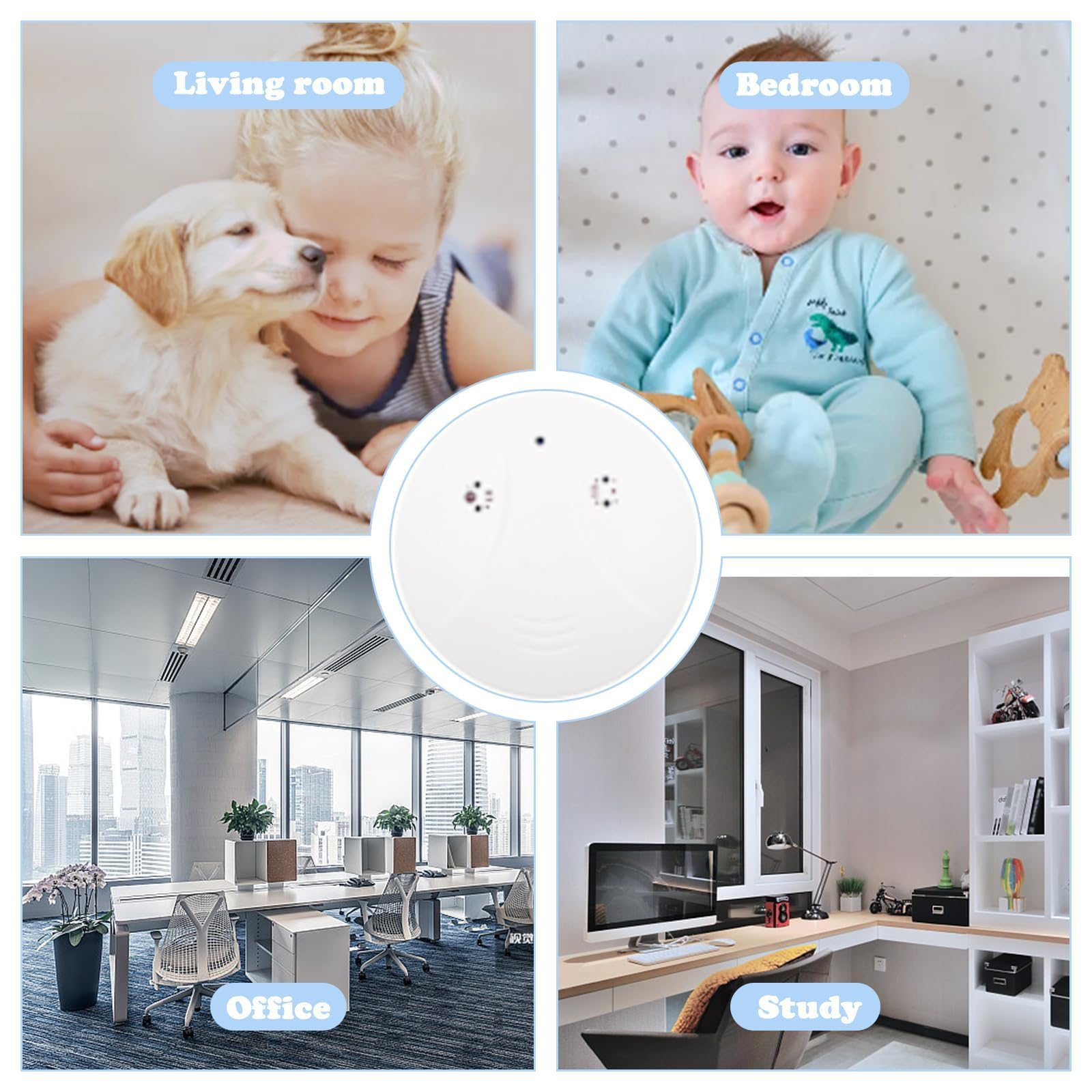 Hidden Camera Detector WiFi Smoke Detector Nanny Camera 1080P Wireless Nanny Camera Motion Detection Alert Push Night Vision APP Remote Viewing Indoor Security Camera for Baby/Pet