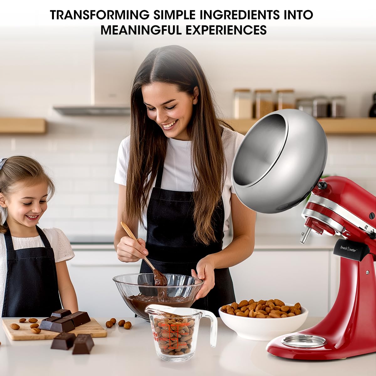 Aieve Snack Coater Compatible with KitchenAid Tilt-Head Stand Mixer for Making Chocolate Covered Almonds, Pistachio, Peanut, Freeze Dried Strawberry, Raisin, Macadamia Nuts and Blueberry