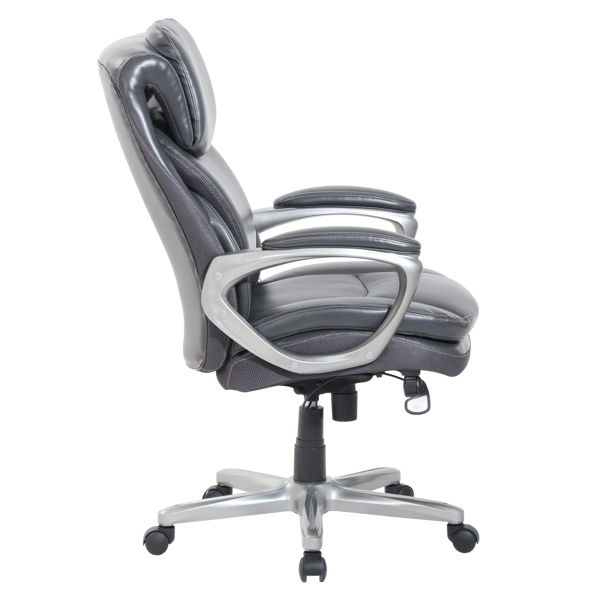 Serta® Smart Layers™ Arlington AIR™ Bonded Leather High-Back Executive Chair, Dark Gray/Silver
