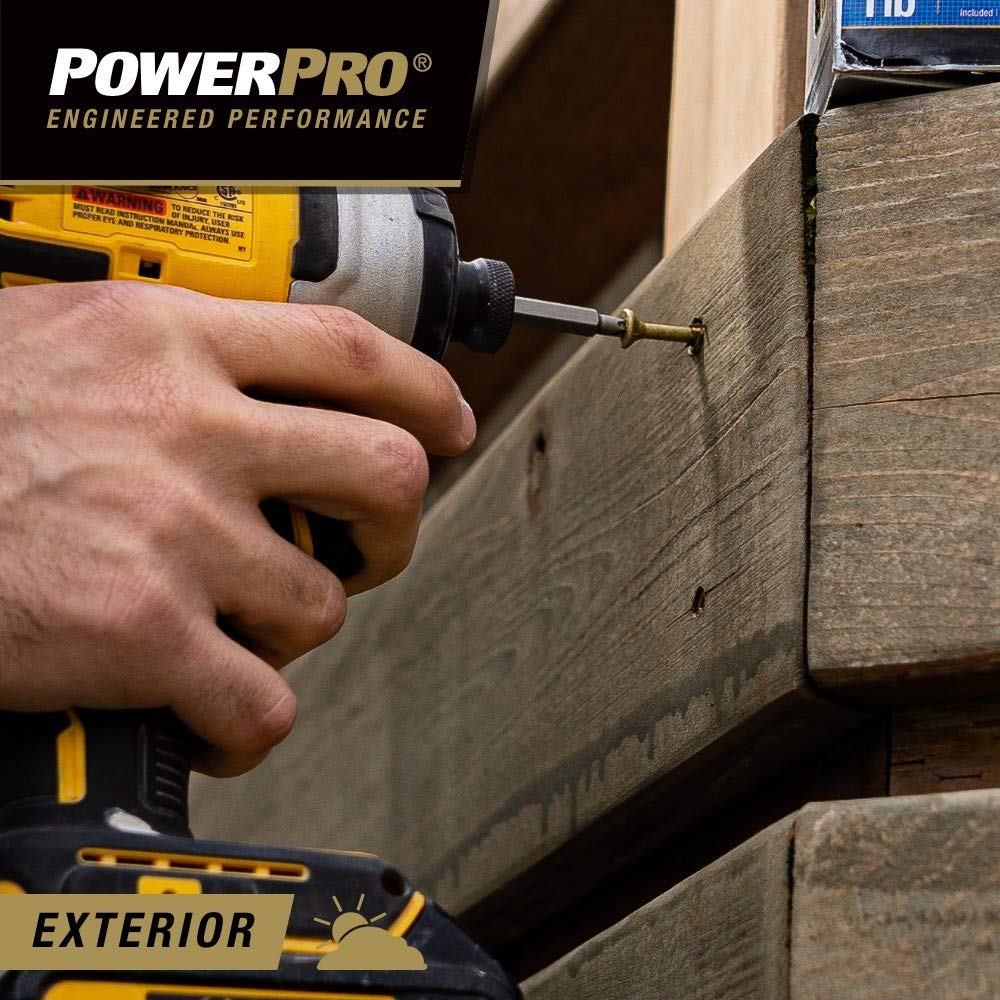 Power Pro Premium Exterior Wood Screws, 9 x 3", 5 lb Bucket of Screws, Exterior Epoxy Coated, Bronze, 417 Pieces